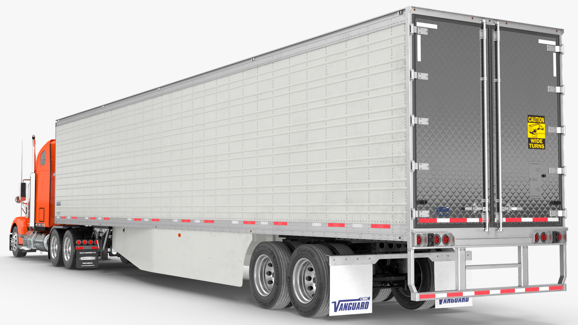 3D model Freightliner Truck with Reefer Trailer Rigged