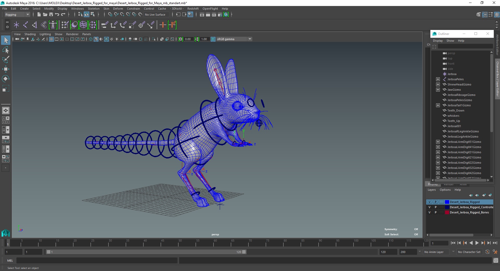 Desert Jerboa Rigged for Maya 3D model