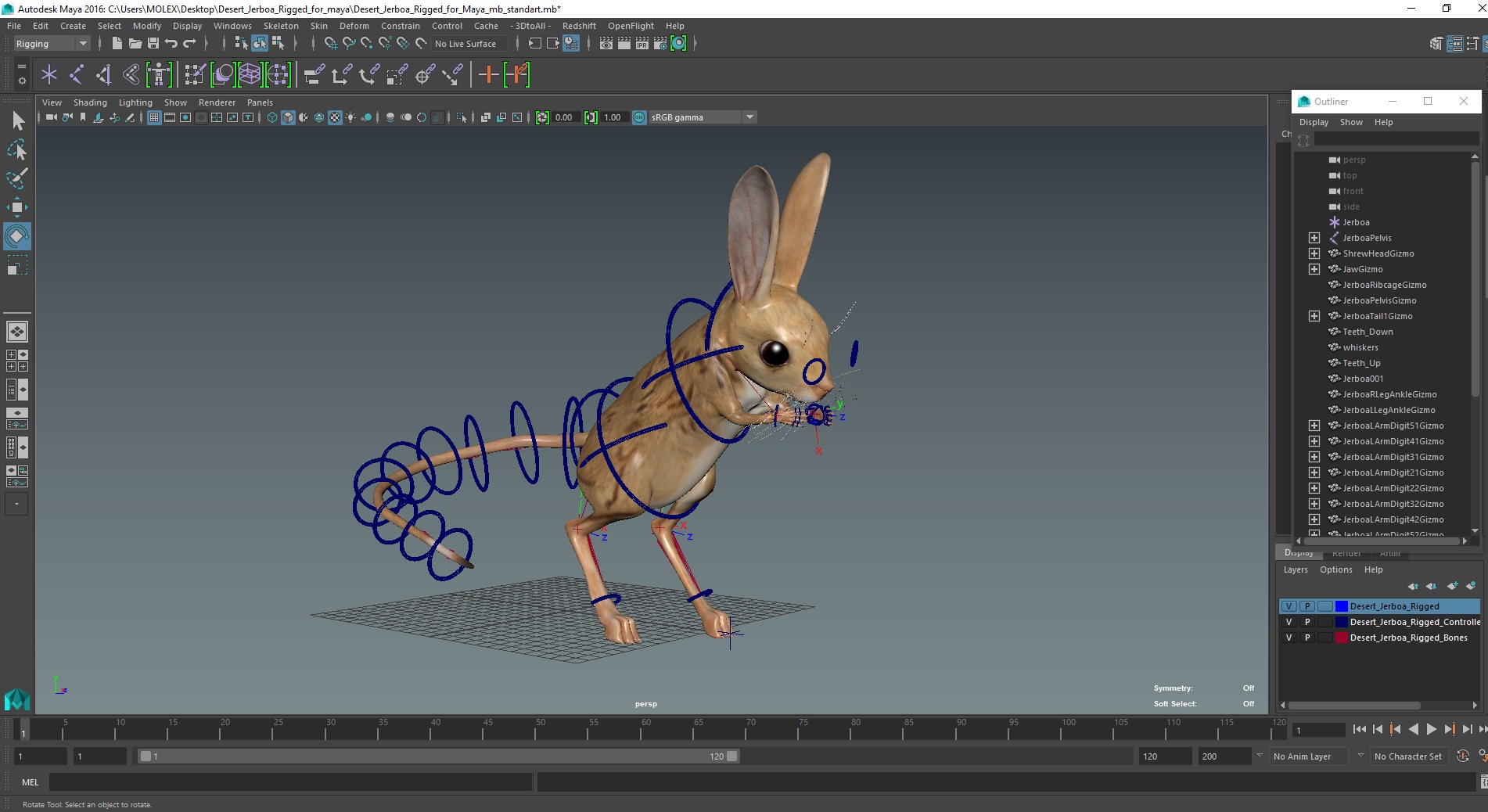 Desert Jerboa Rigged for Maya 3D model