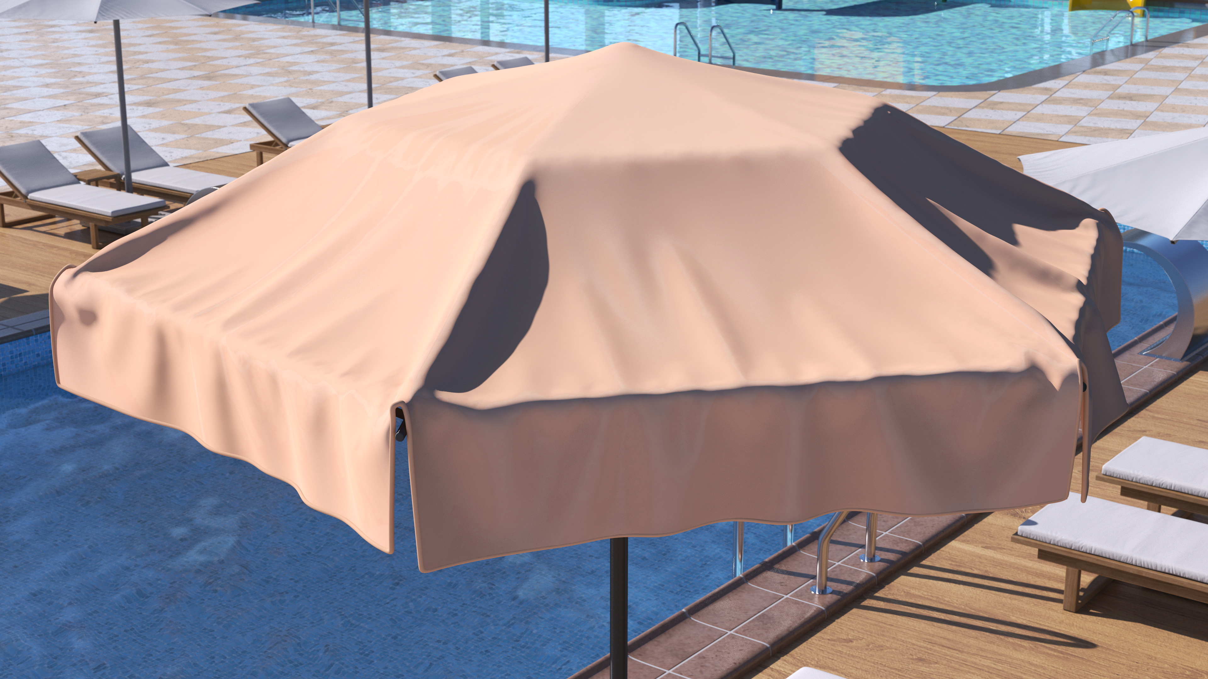 Beige Outdoor Umbrella 3D