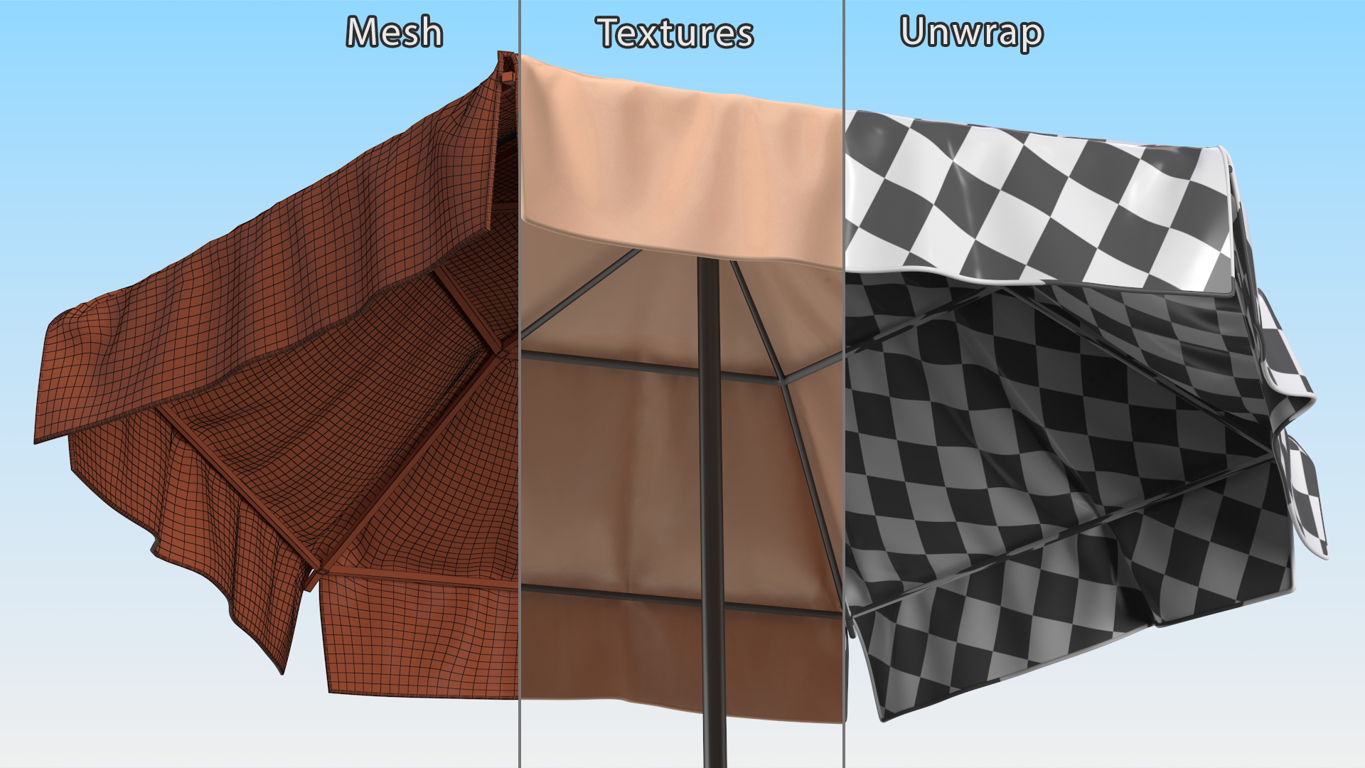Beige Outdoor Umbrella 3D