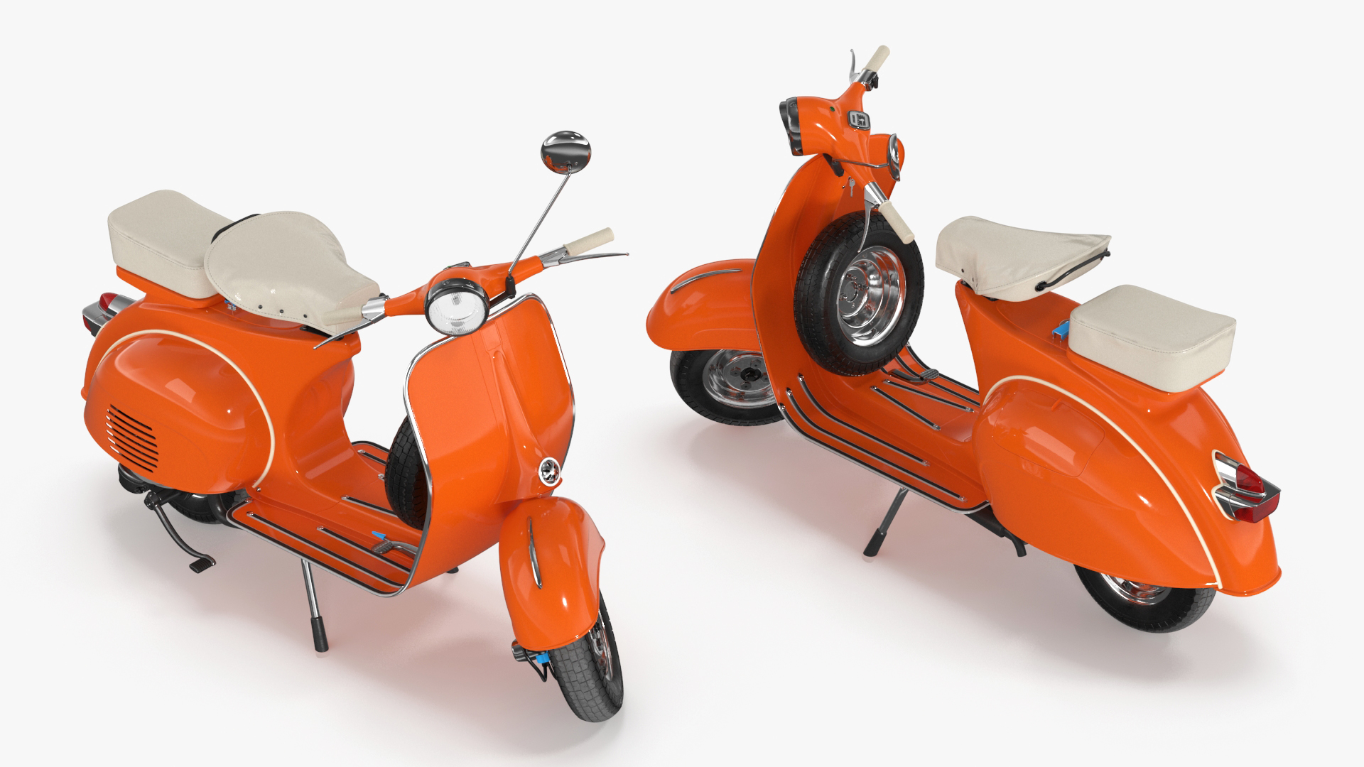 3D Vintage Scooter Orange Rigged for Maya model