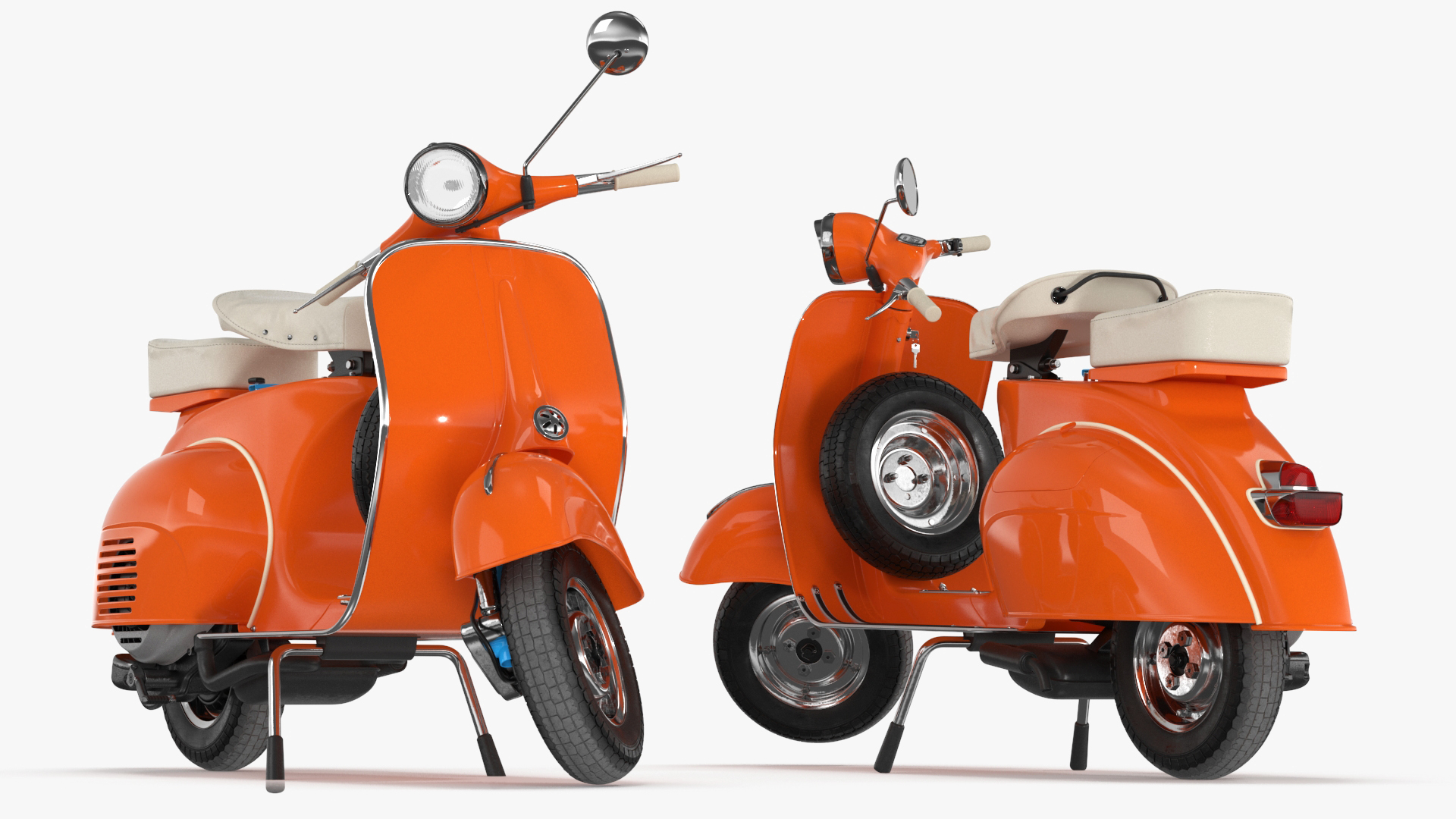 3D Vintage Scooter Orange Rigged for Maya model