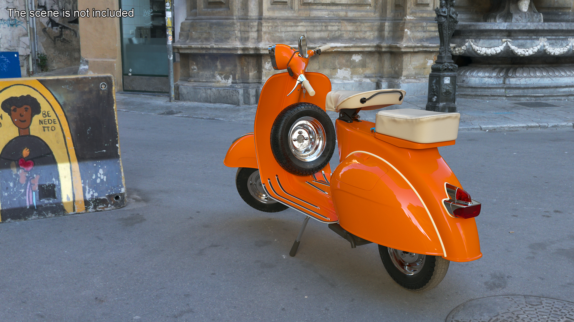 3D Vintage Scooter Orange Rigged for Maya model