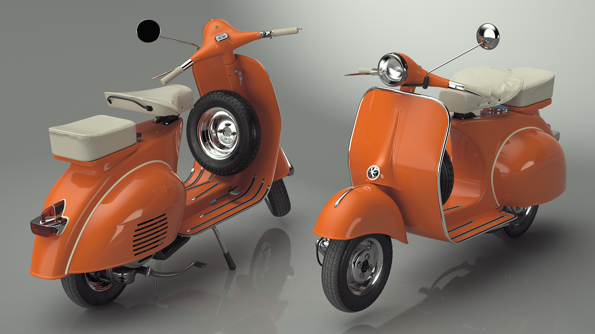 3D Vintage Scooter Orange Rigged for Maya model