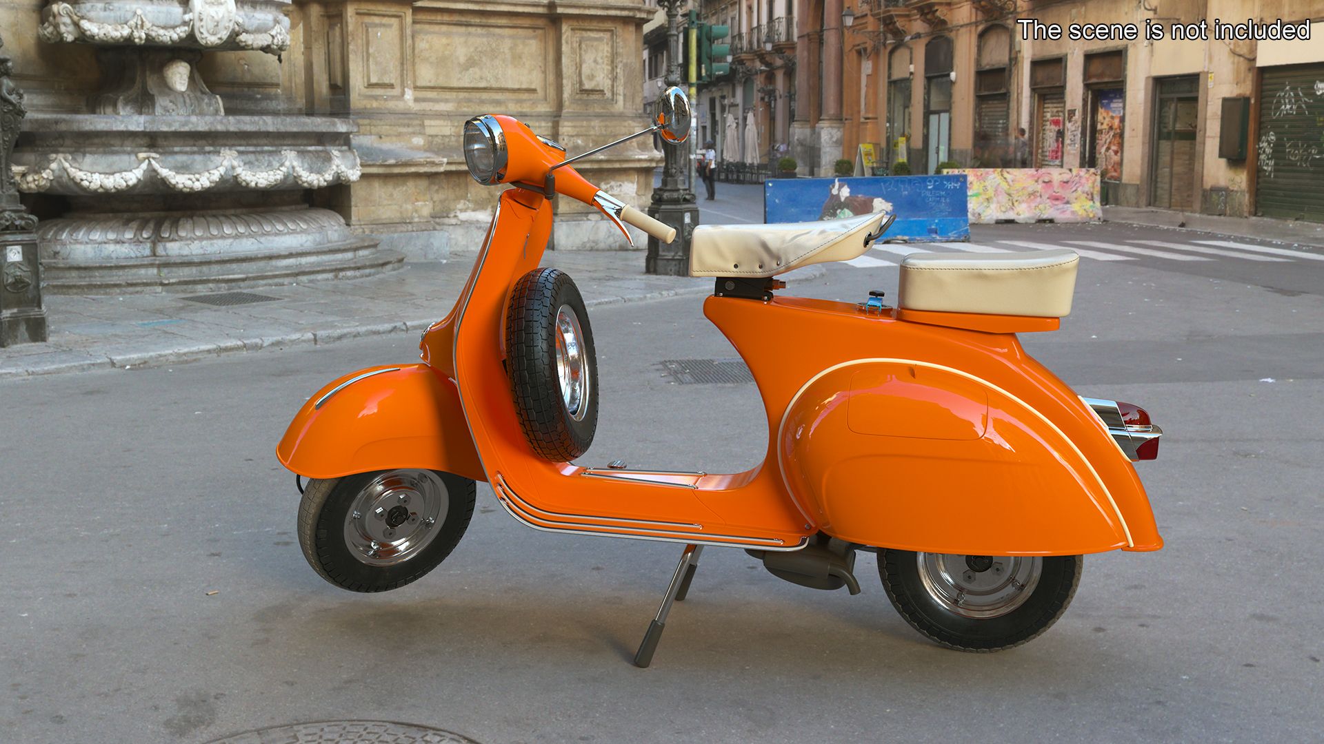 3D Vintage Scooter Orange Rigged for Maya model