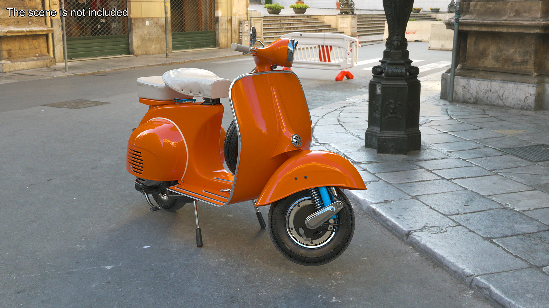 3D Vintage Scooter Orange Rigged for Maya model