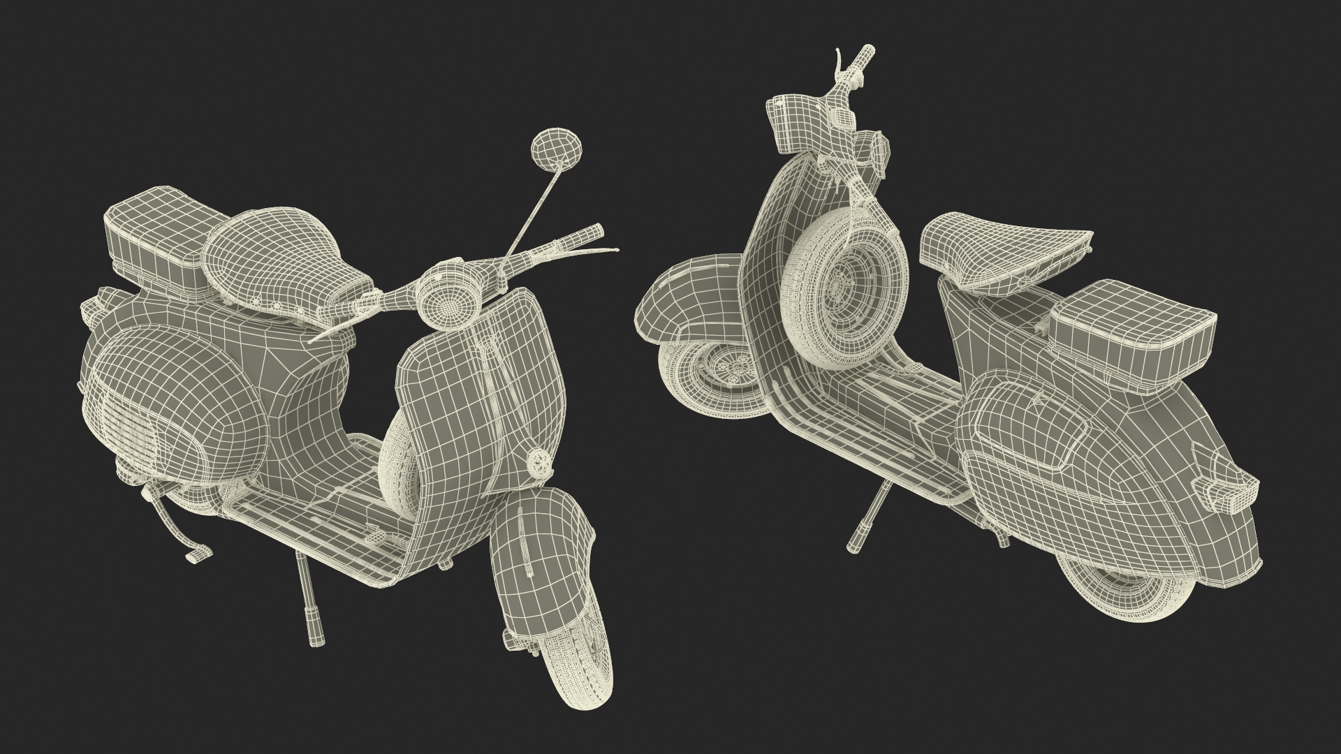 3D Vintage Scooter Orange Rigged for Maya model