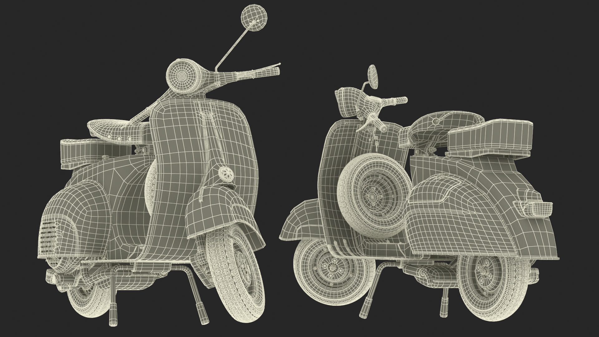 3D Vintage Scooter Orange Rigged for Maya model