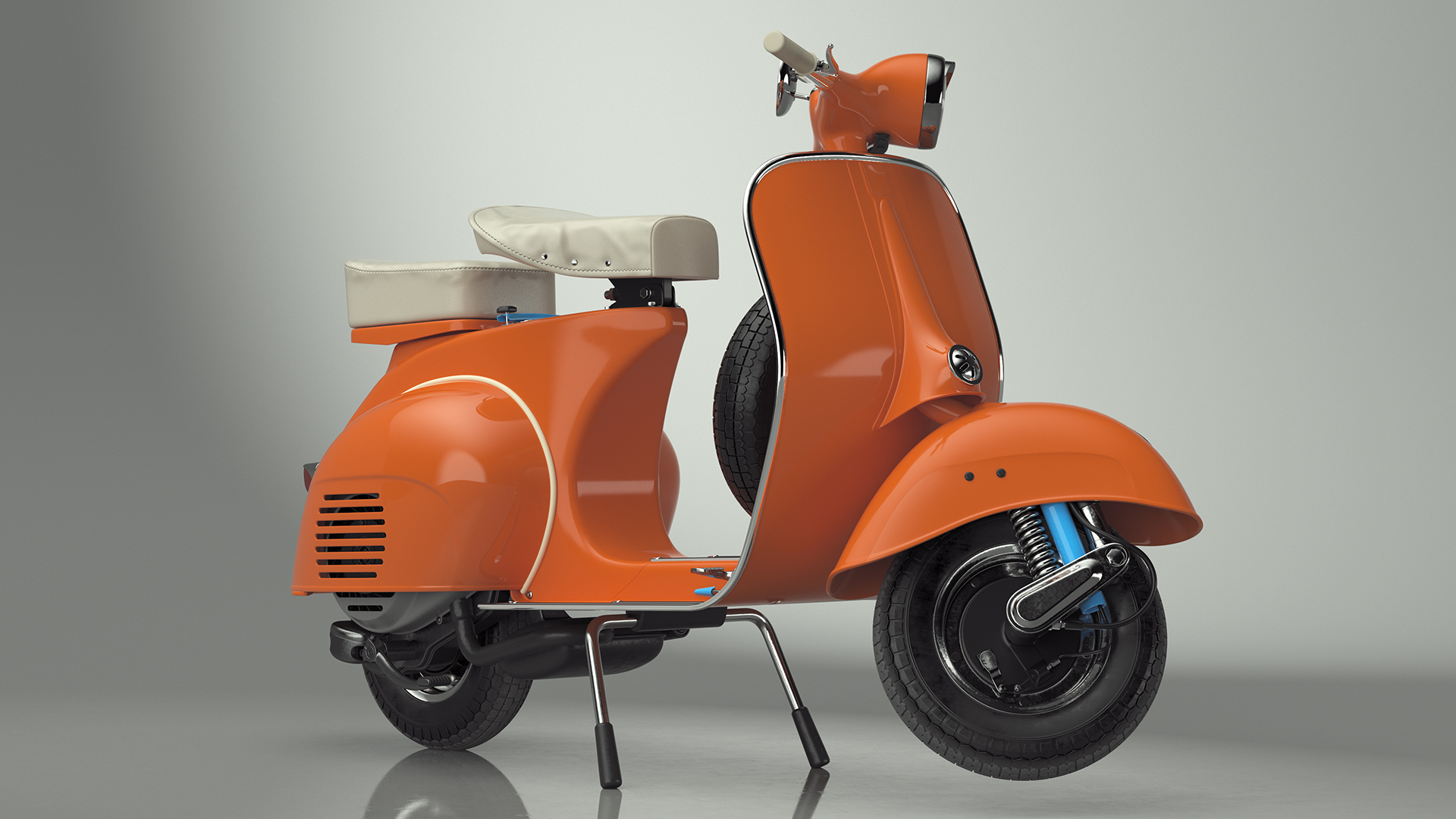 3D Vintage Scooter Orange Rigged for Maya model