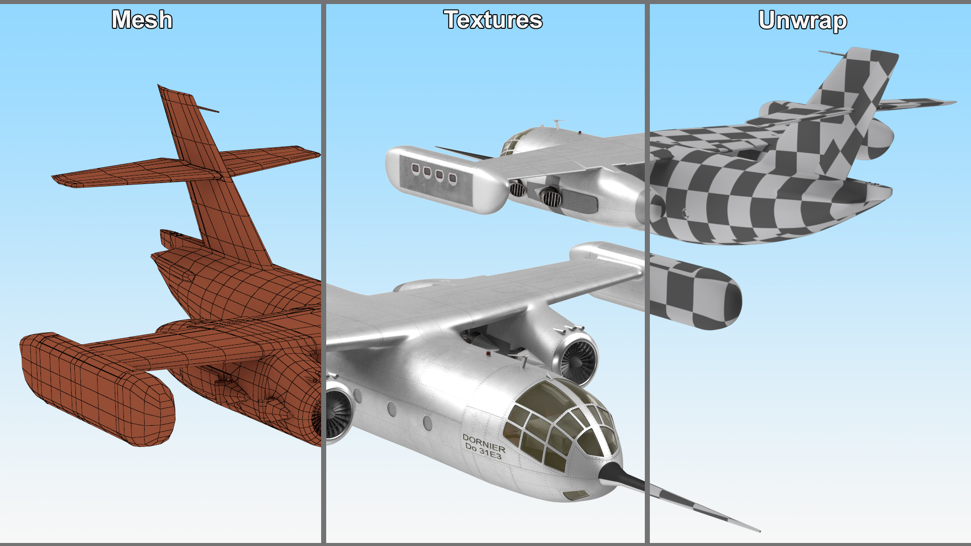Hover Jet Dornier Do 31 Rigged for Maya 3D model