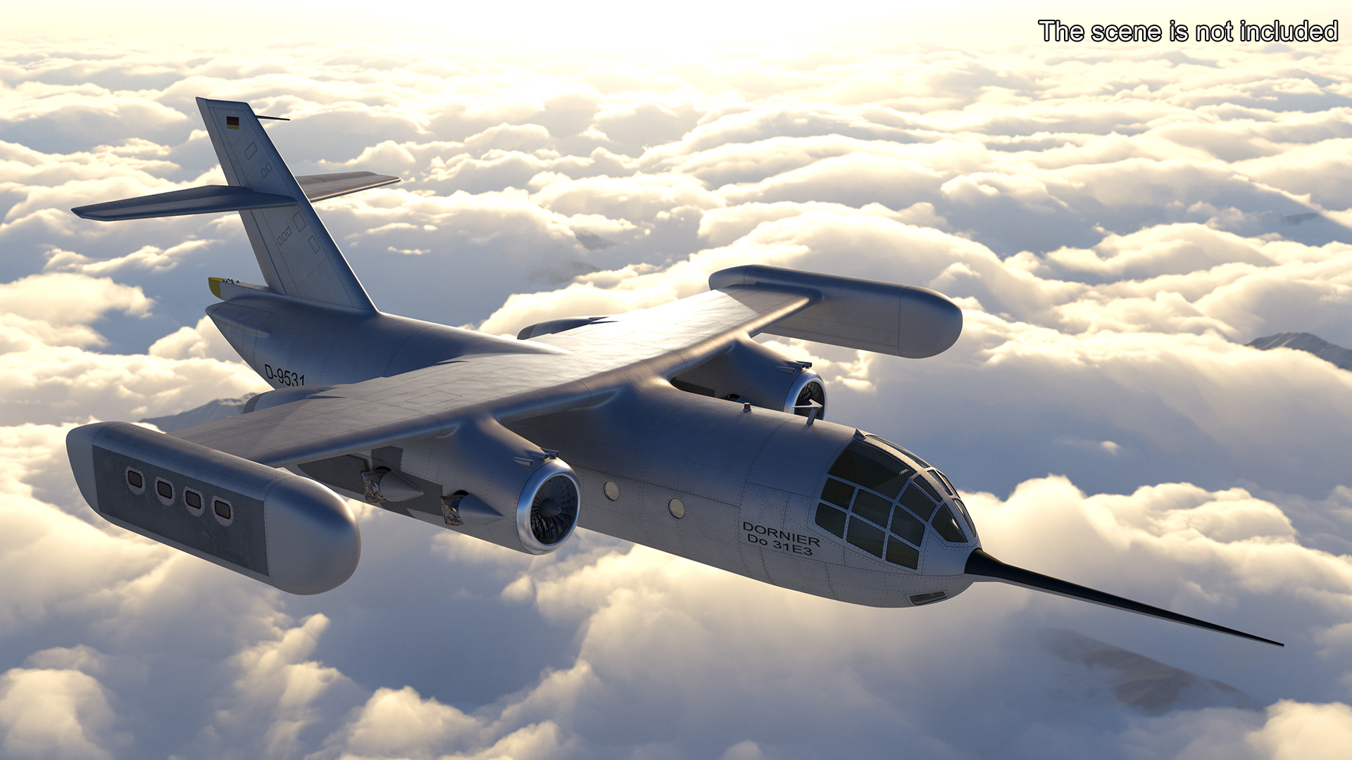 Hover Jet Dornier Do 31 Rigged for Maya 3D model