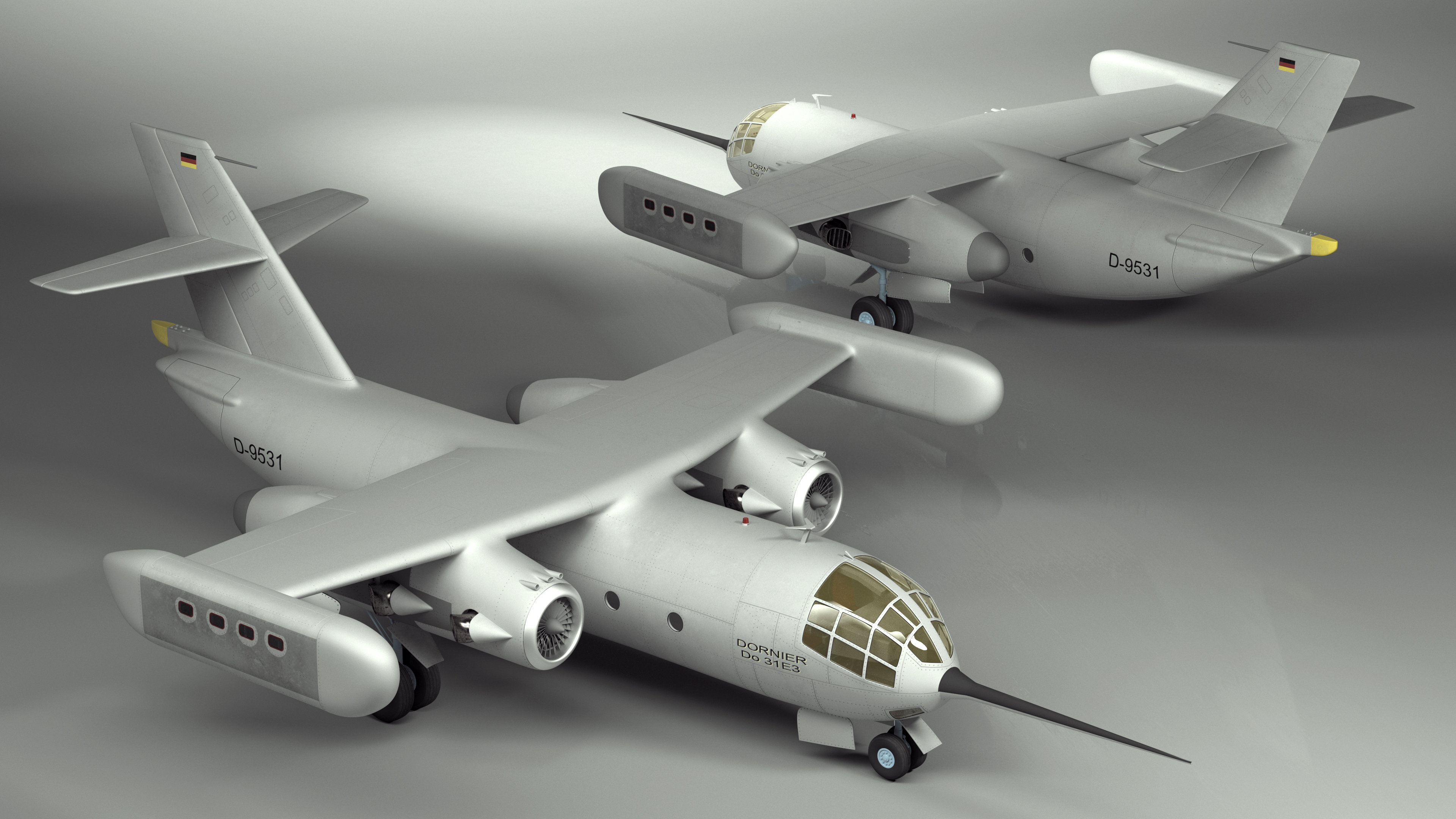 Hover Jet Dornier Do 31 Rigged for Maya 3D model