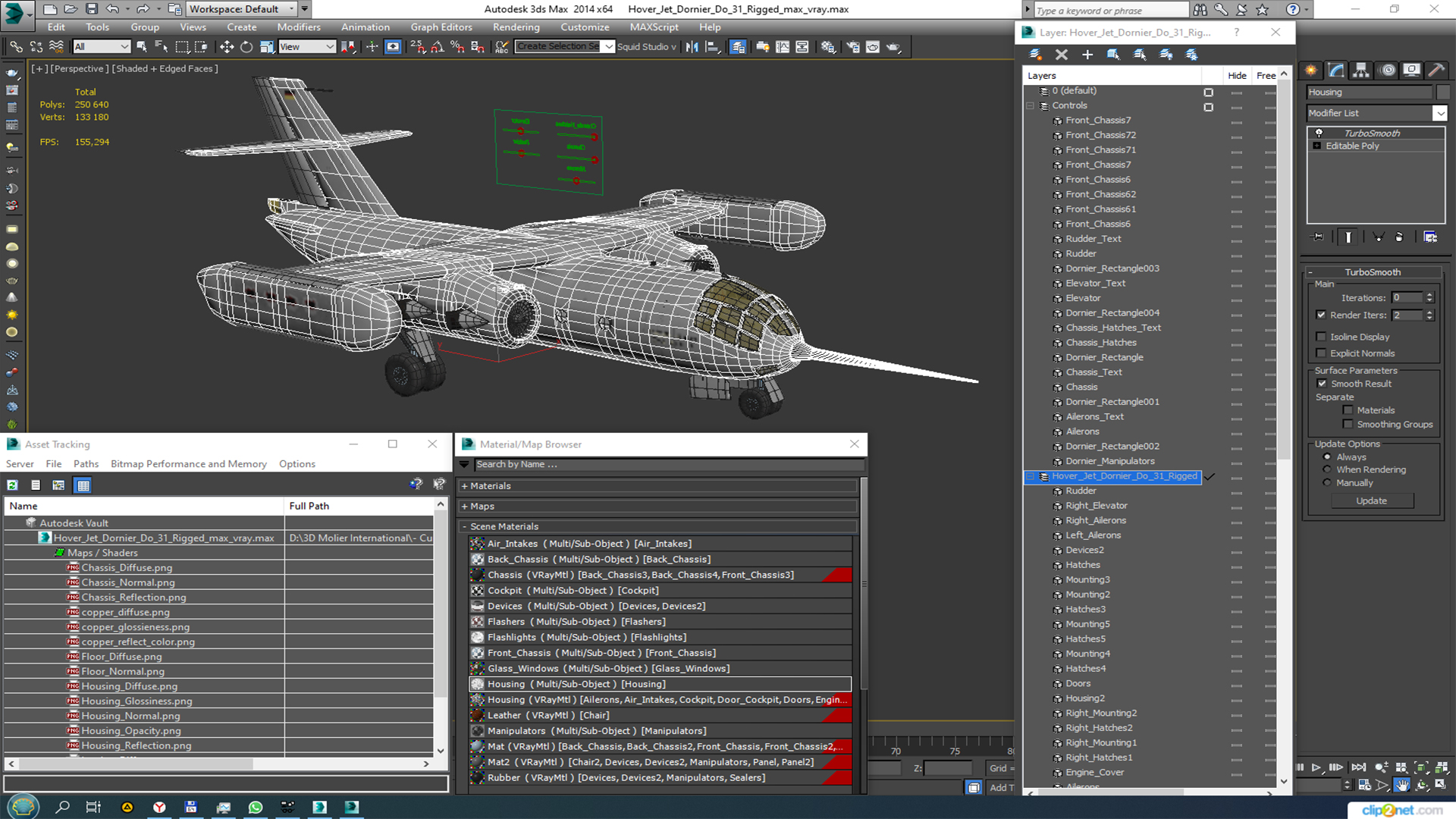 Hover Jet Dornier Do 31 Rigged for Maya 3D model