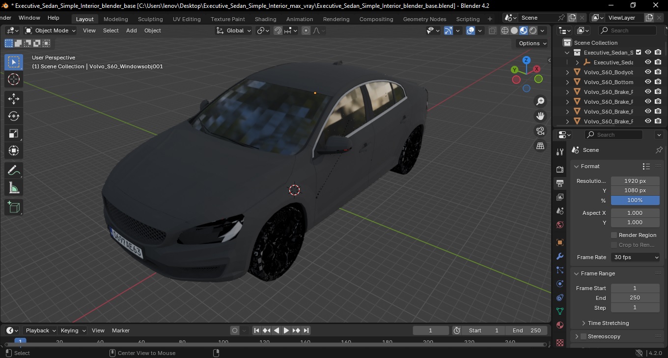 3D Executive Sedan Simple Interior
