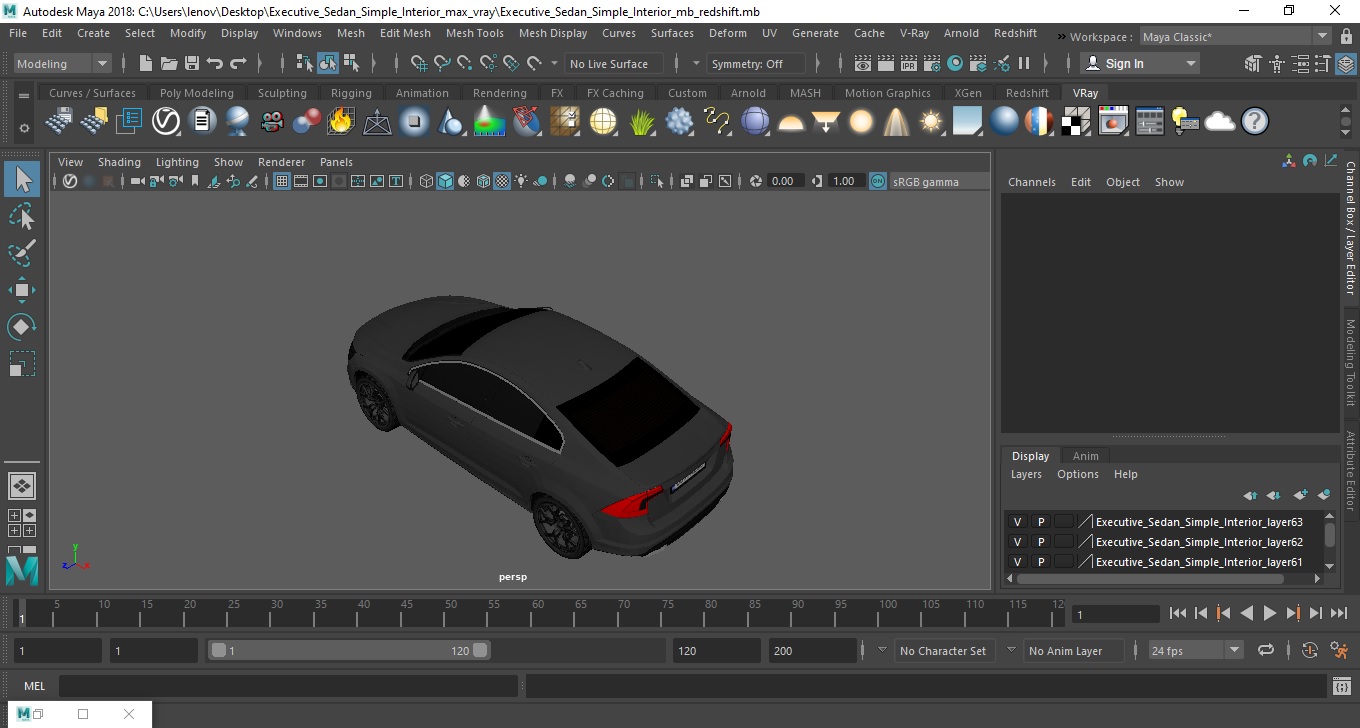 3D Executive Sedan Simple Interior