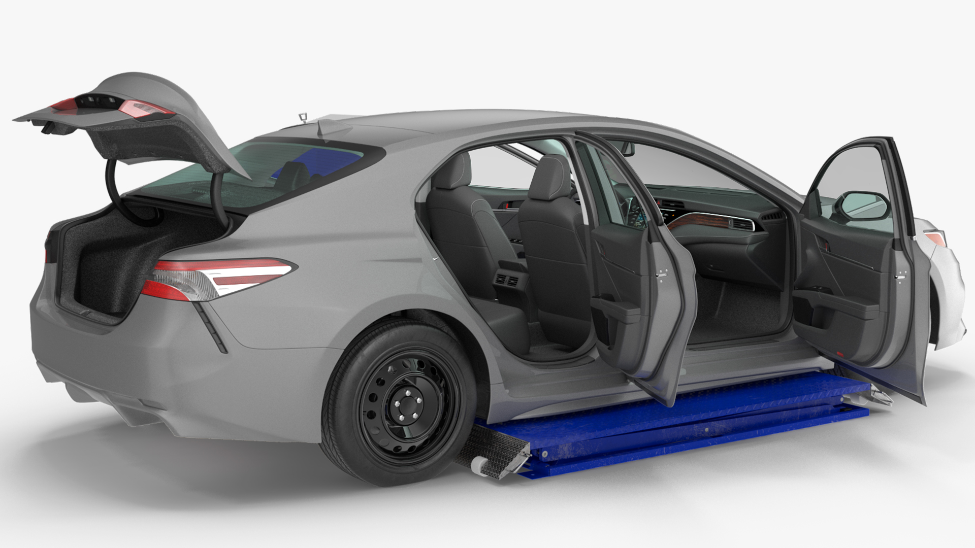 3D Automotive Scissor Lift with Sedan Rigged