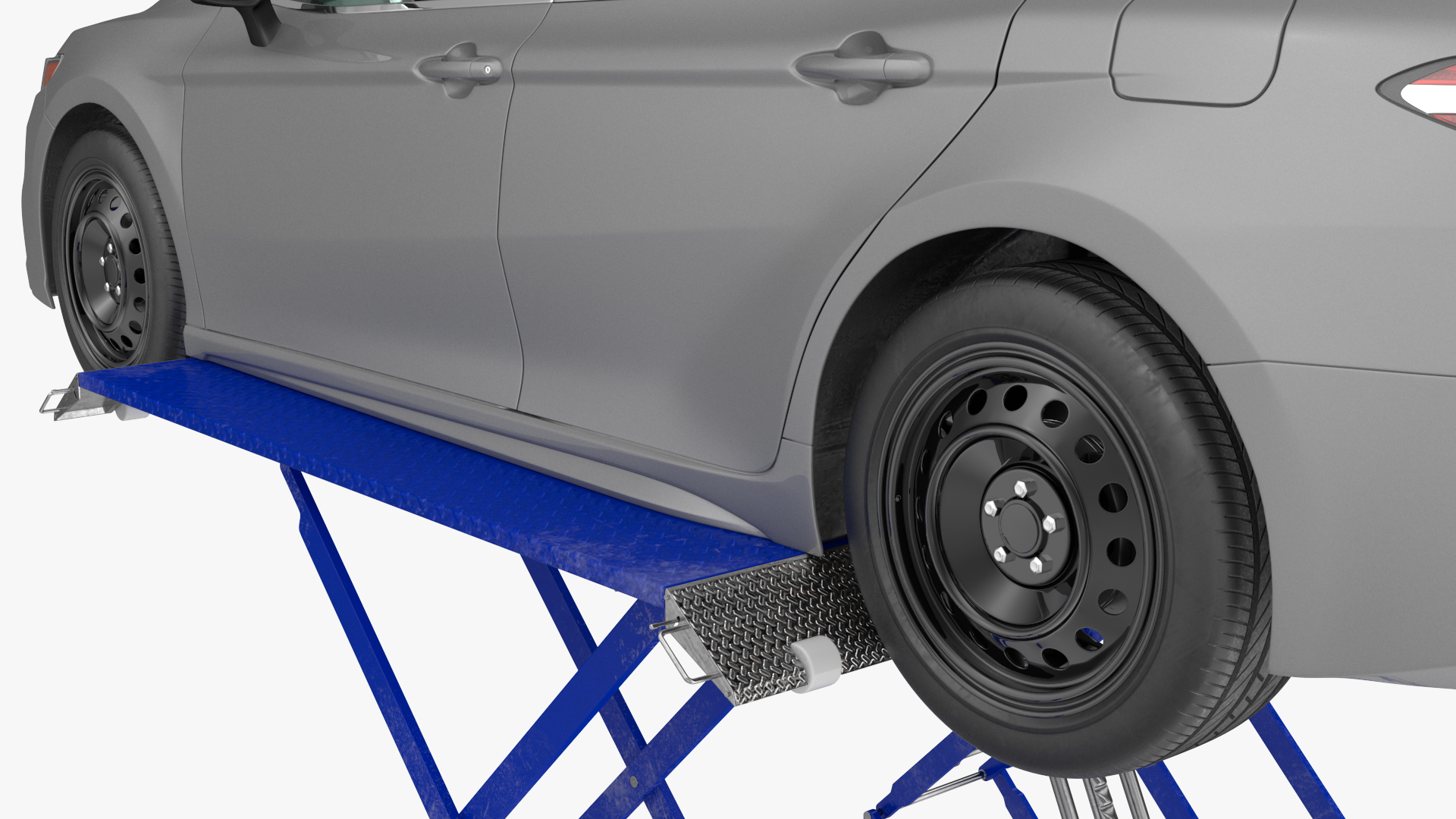 3D Automotive Scissor Lift with Sedan Rigged