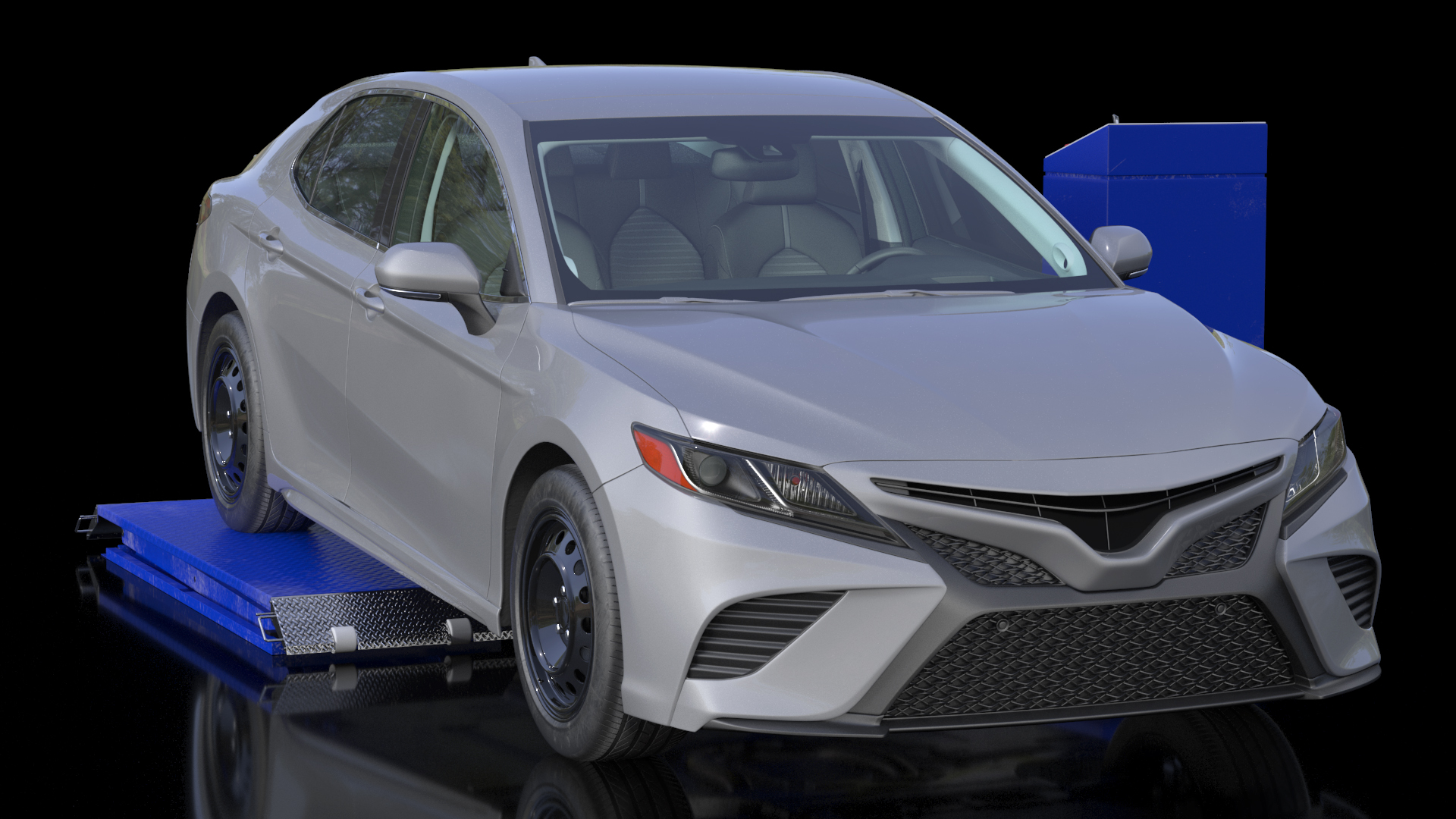 3D Automotive Scissor Lift with Sedan Rigged