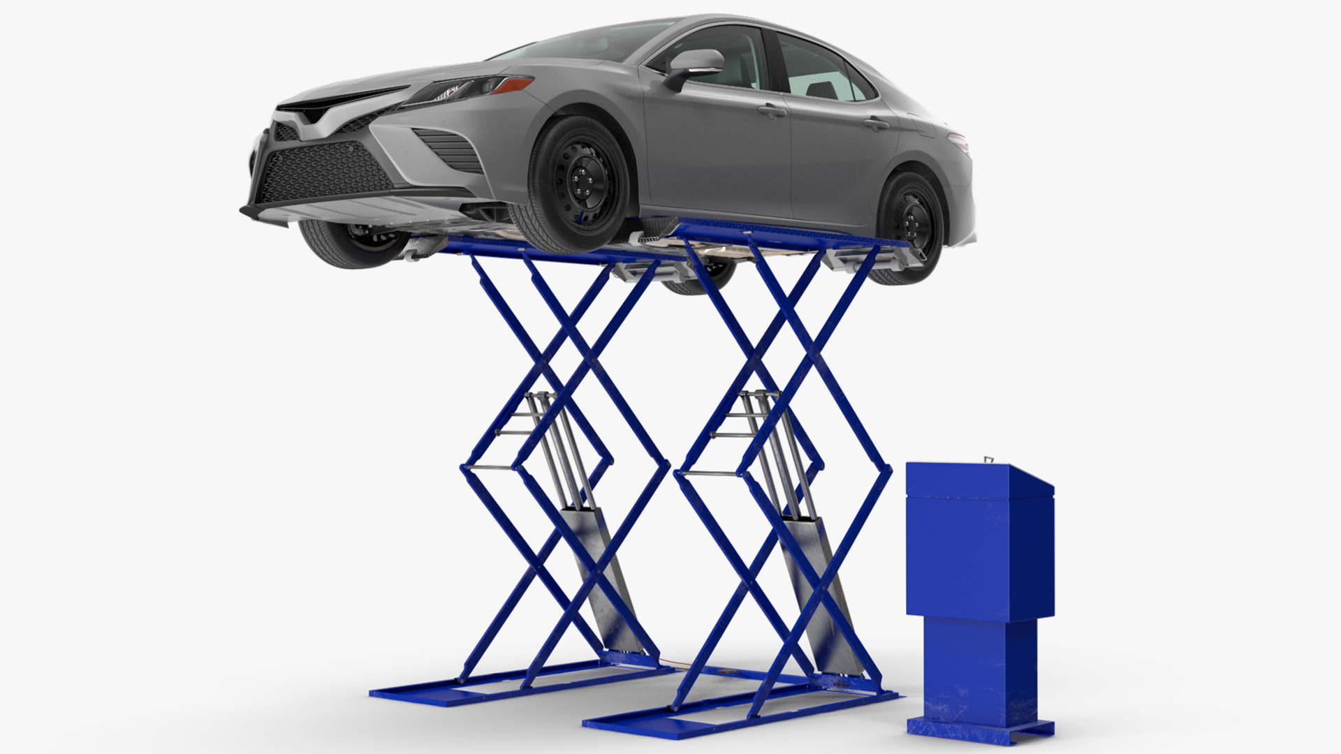 3D Automotive Scissor Lift with Sedan Rigged