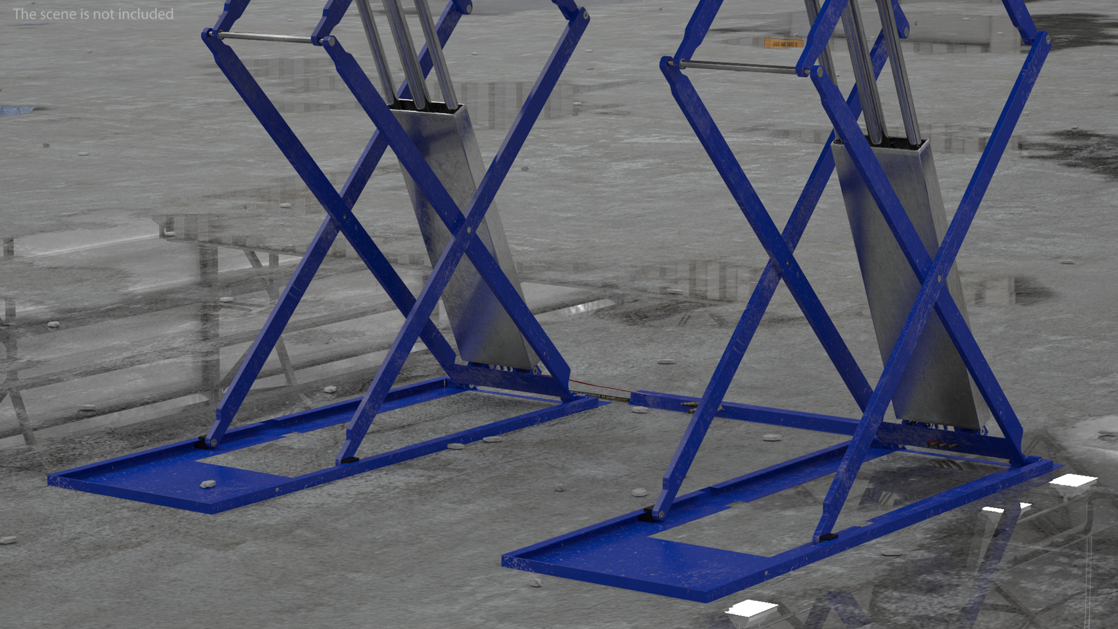 3D Automotive Scissor Lift with Sedan Rigged