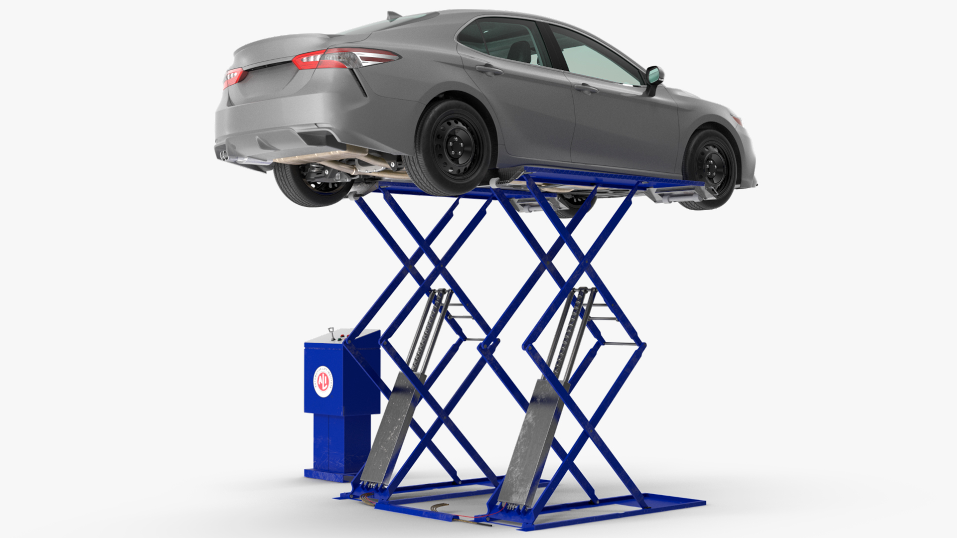 3D Automotive Scissor Lift with Sedan Rigged