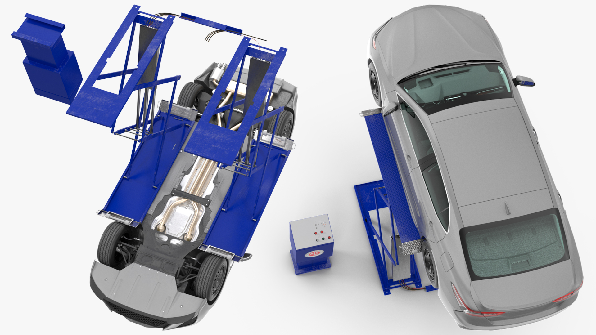 3D Automotive Scissor Lift with Sedan Rigged