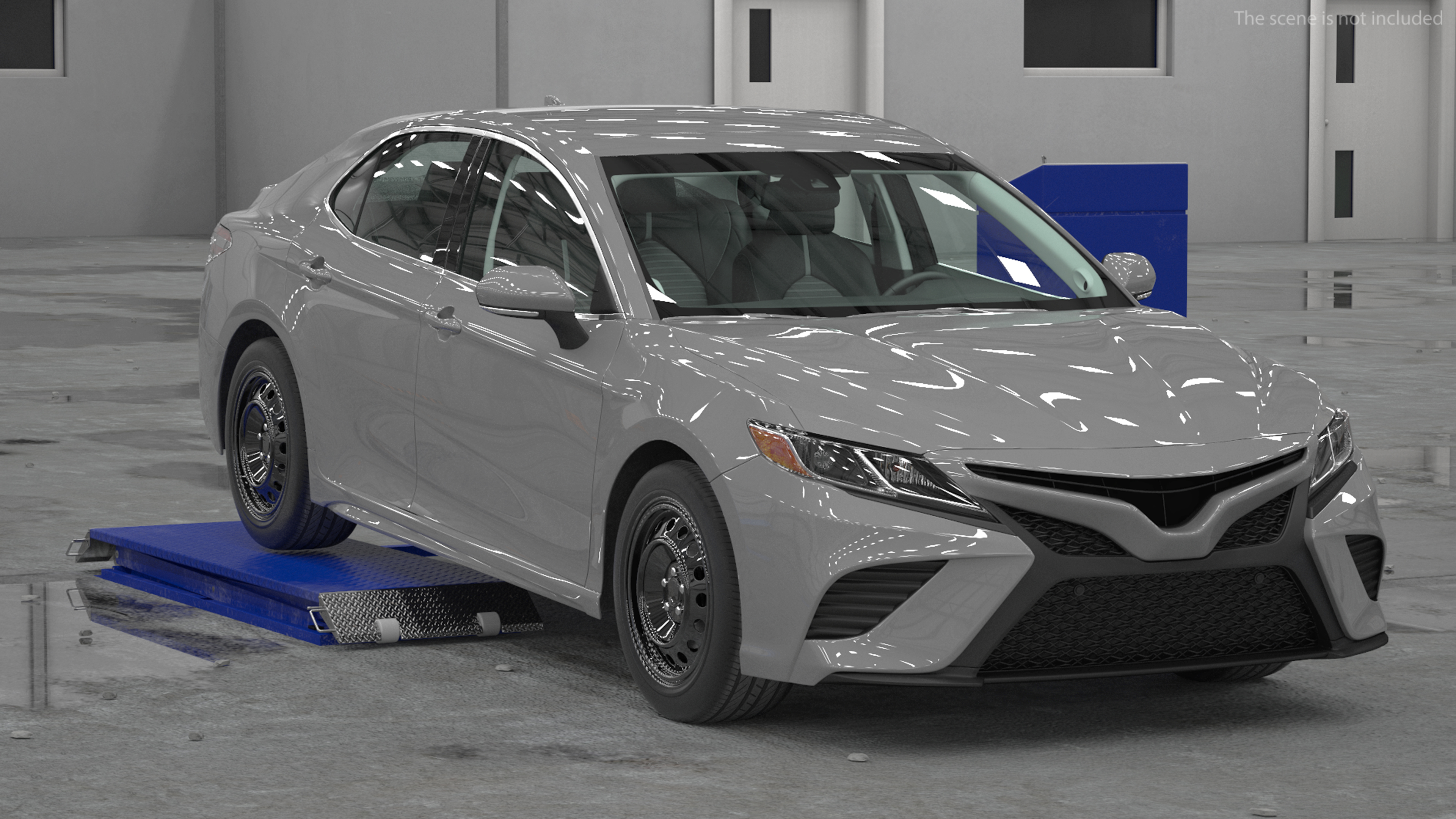 3D Automotive Scissor Lift with Sedan Rigged