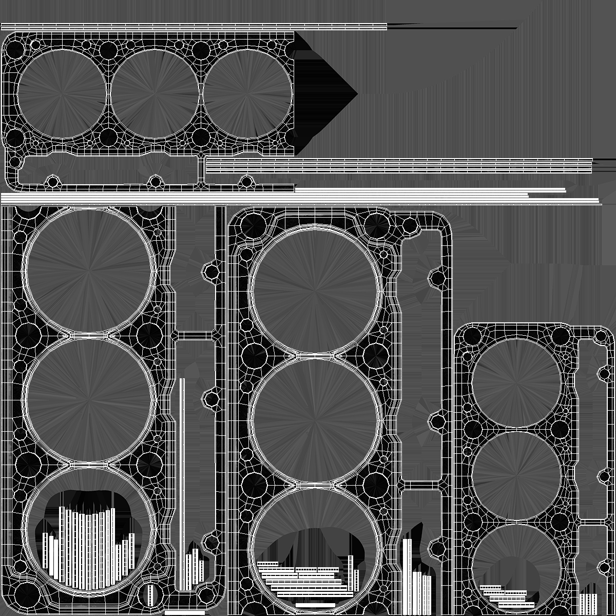 3D Head Gasket 6 Cylinder 325D Steel model