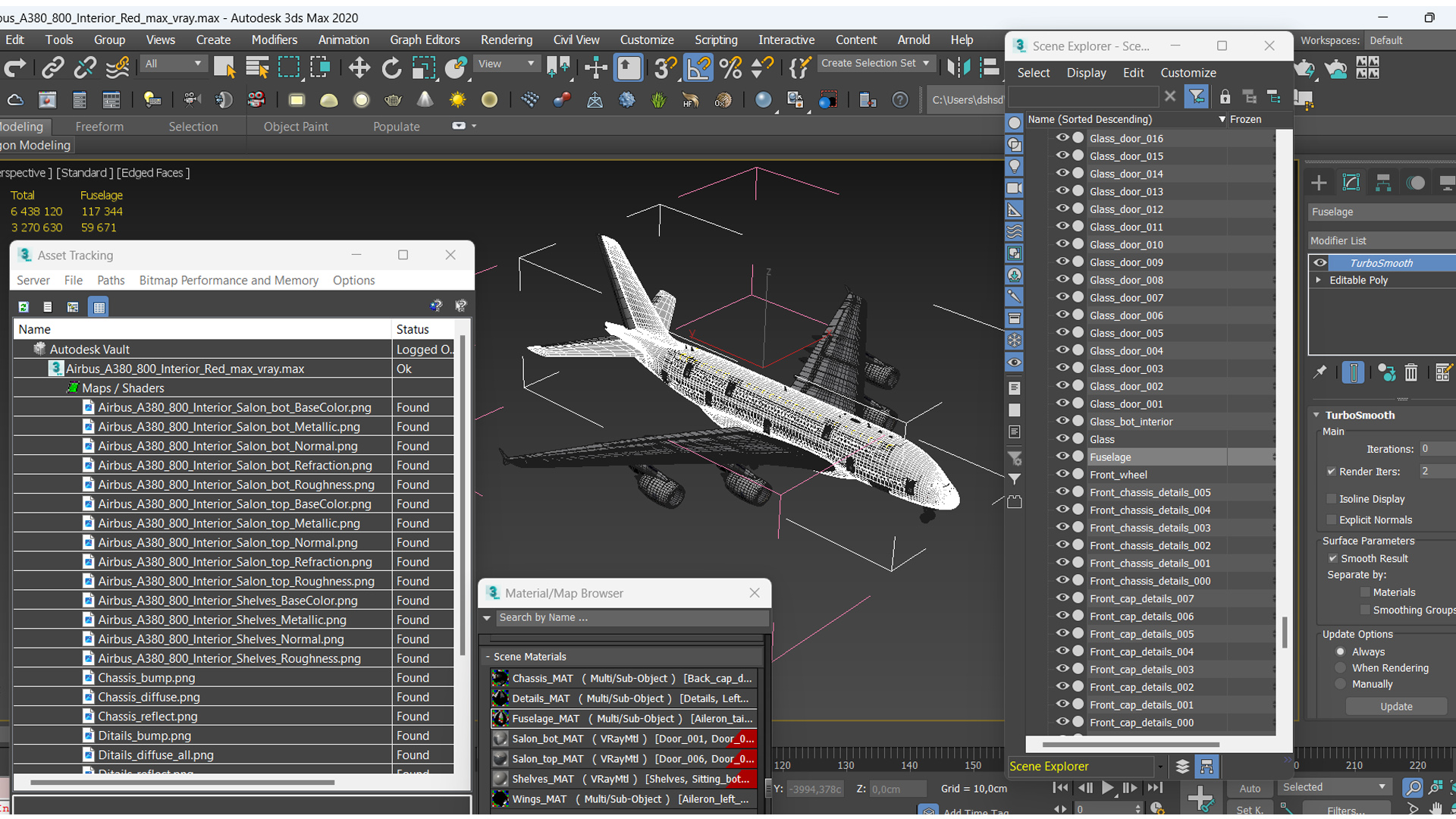 3D Airbus A380 800 Interior Red model