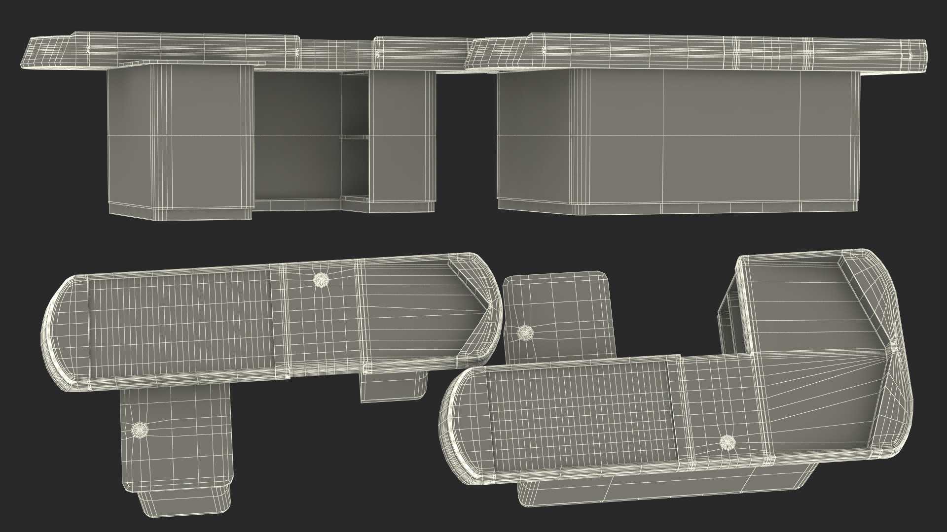 3D Retail Checkout Counters Set Grey model