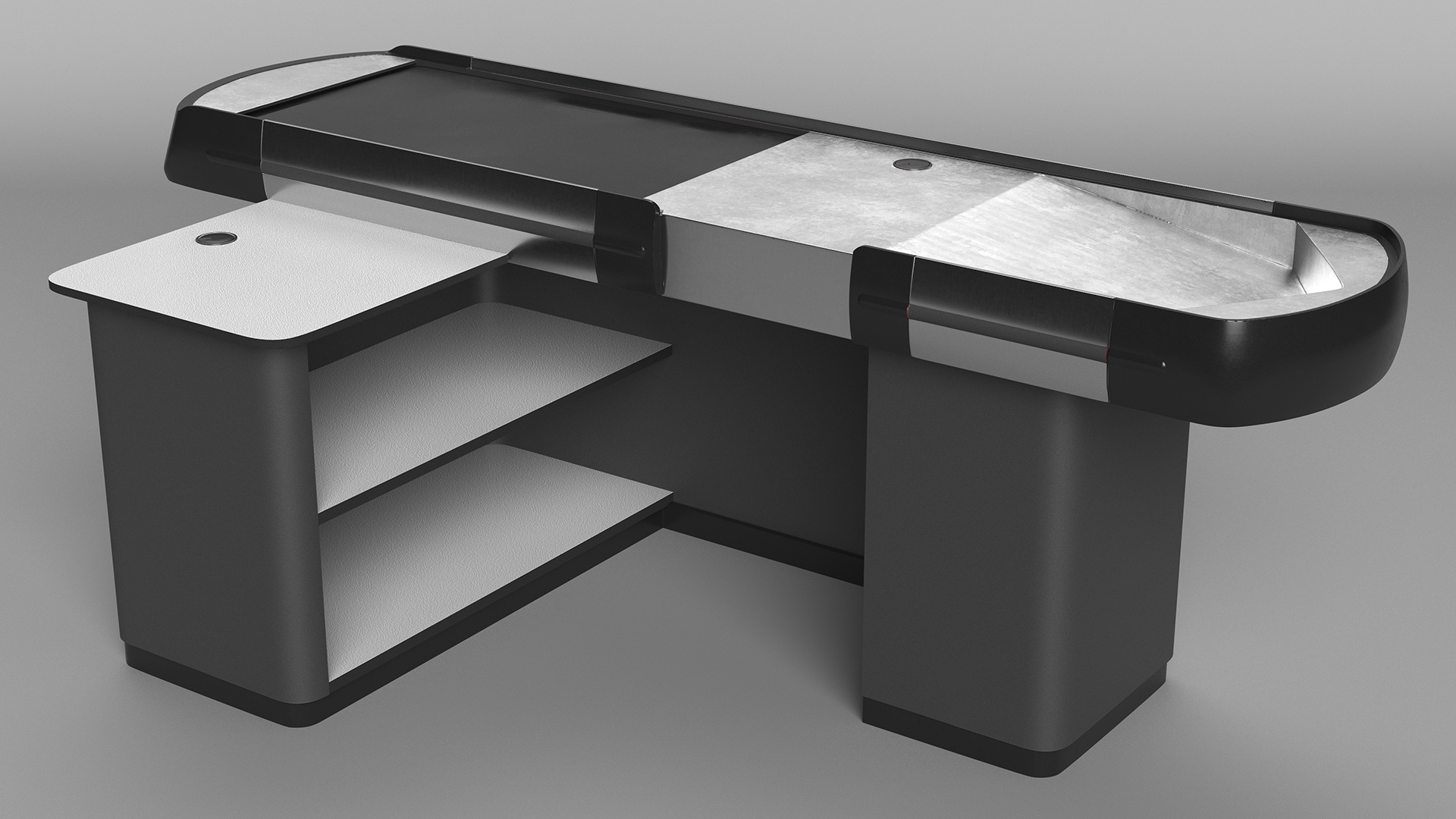 3D Retail Checkout Counters Set Grey model