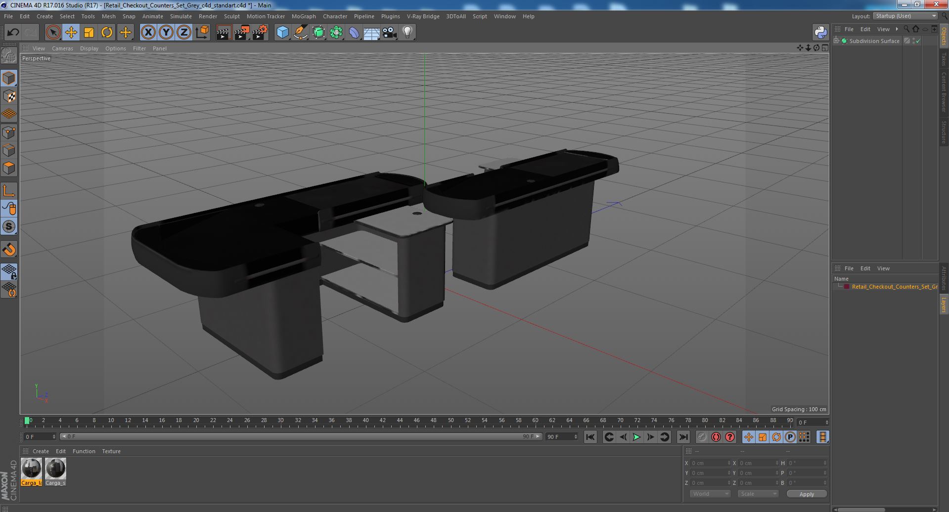 3D Retail Checkout Counters Set Grey model