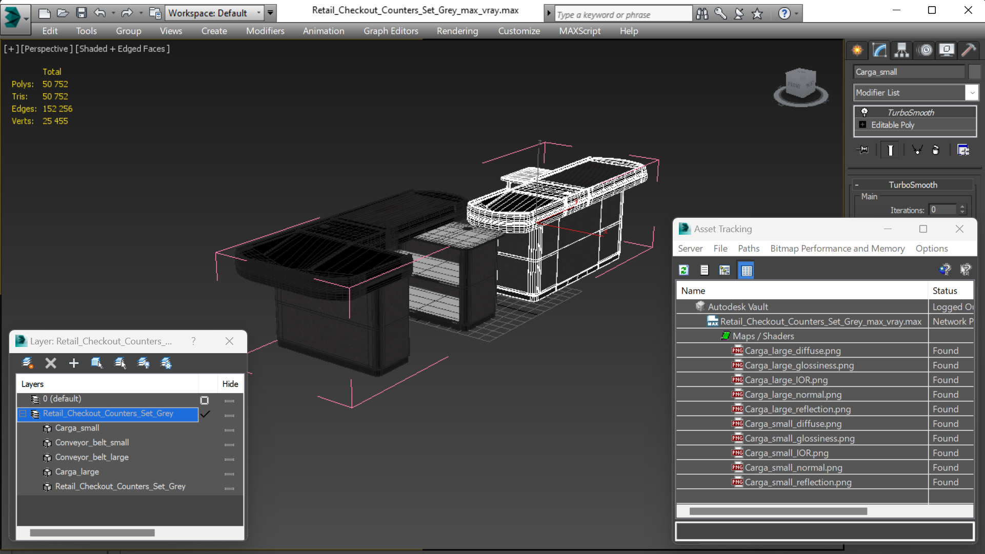 3D Retail Checkout Counters Set Grey model