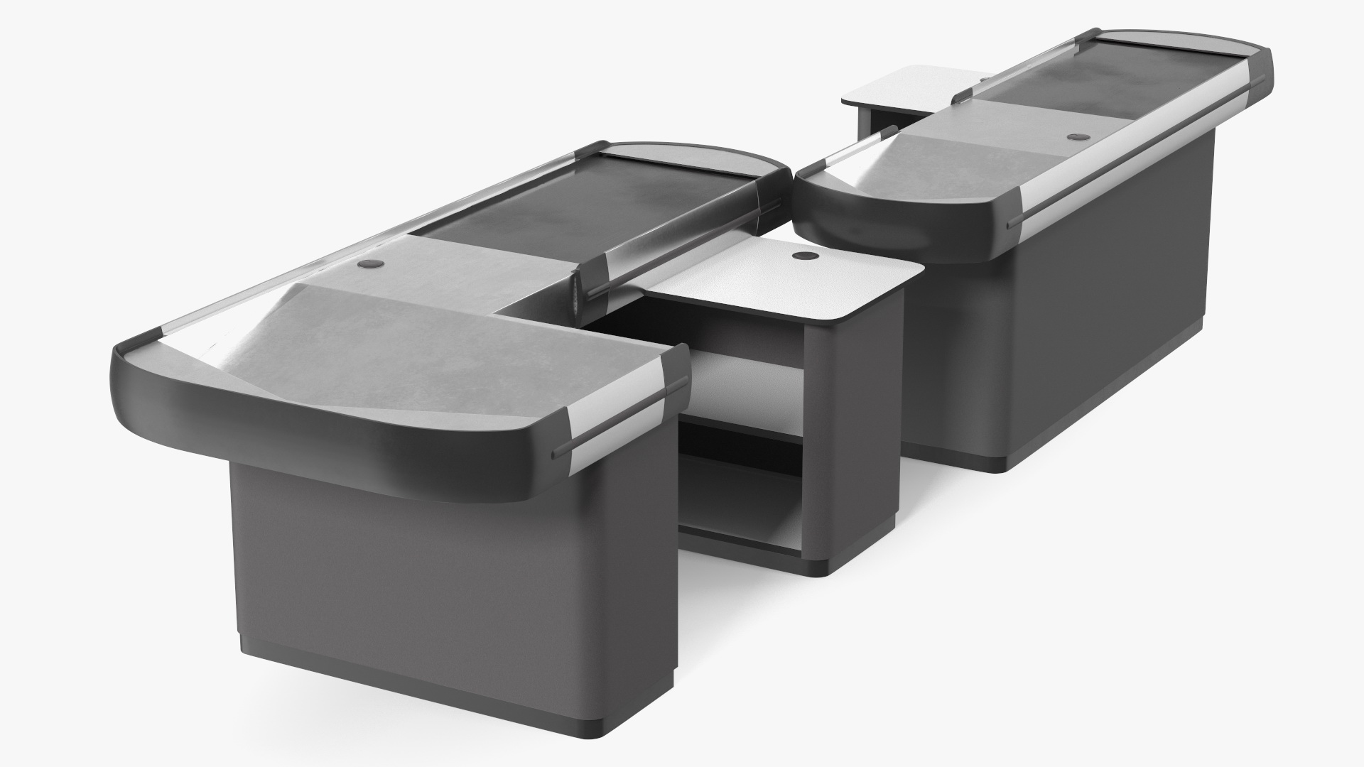 3D Retail Checkout Counters Set Grey model