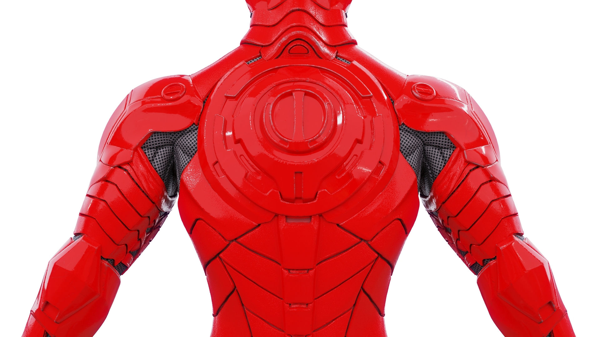 3D Futuristic Cyborg in Red Armor Rigged for Cinema 4D