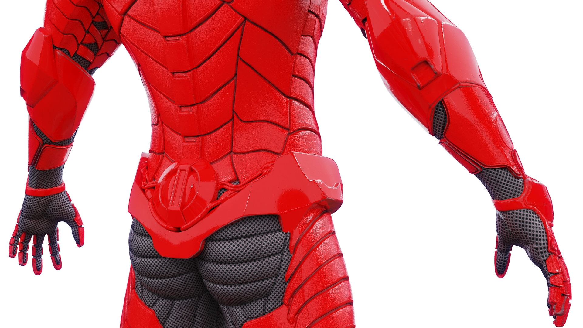 3D Futuristic Cyborg in Red Armor Rigged for Cinema 4D