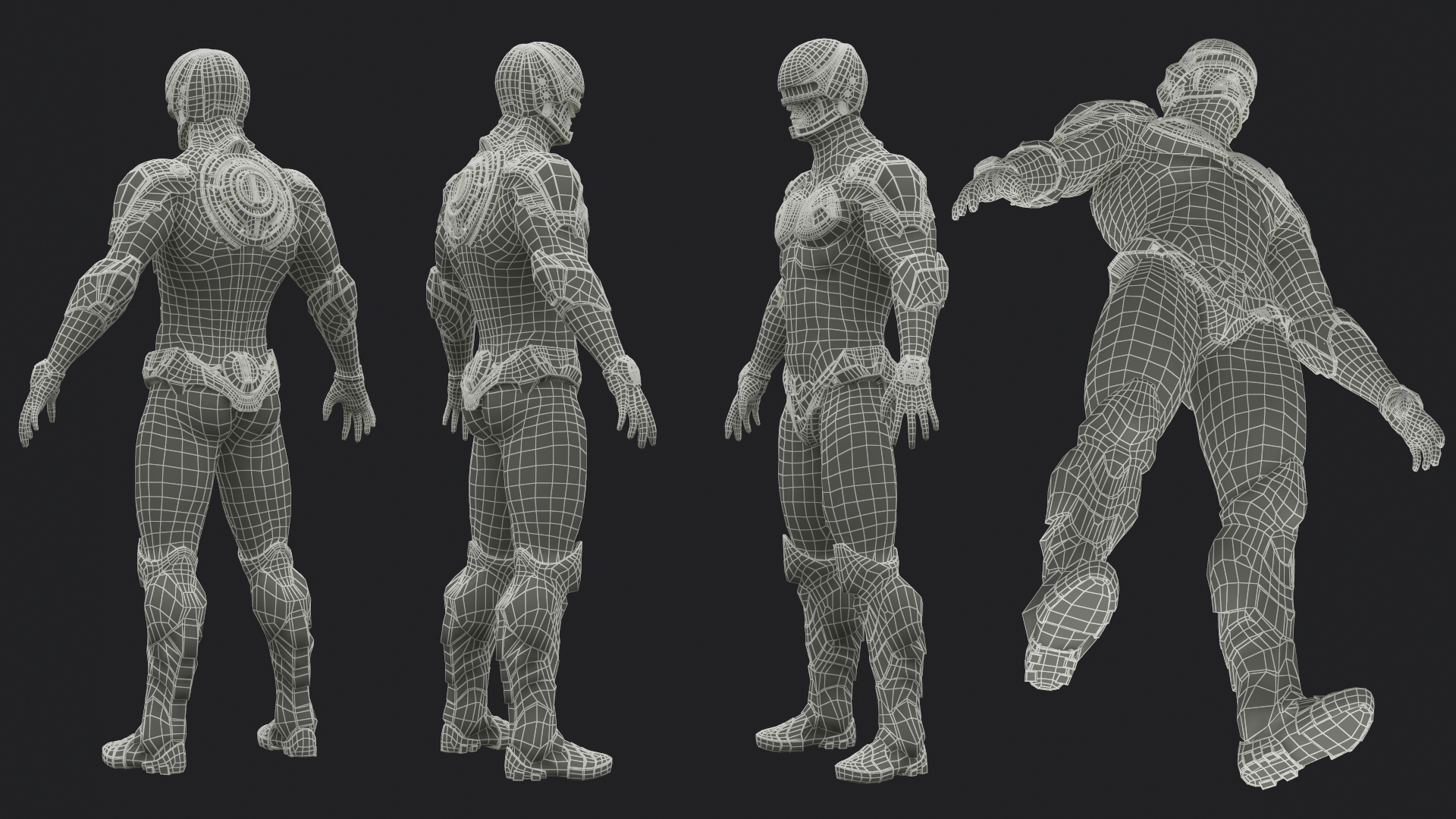 3D Futuristic Cyborg in Red Armor Rigged for Cinema 4D