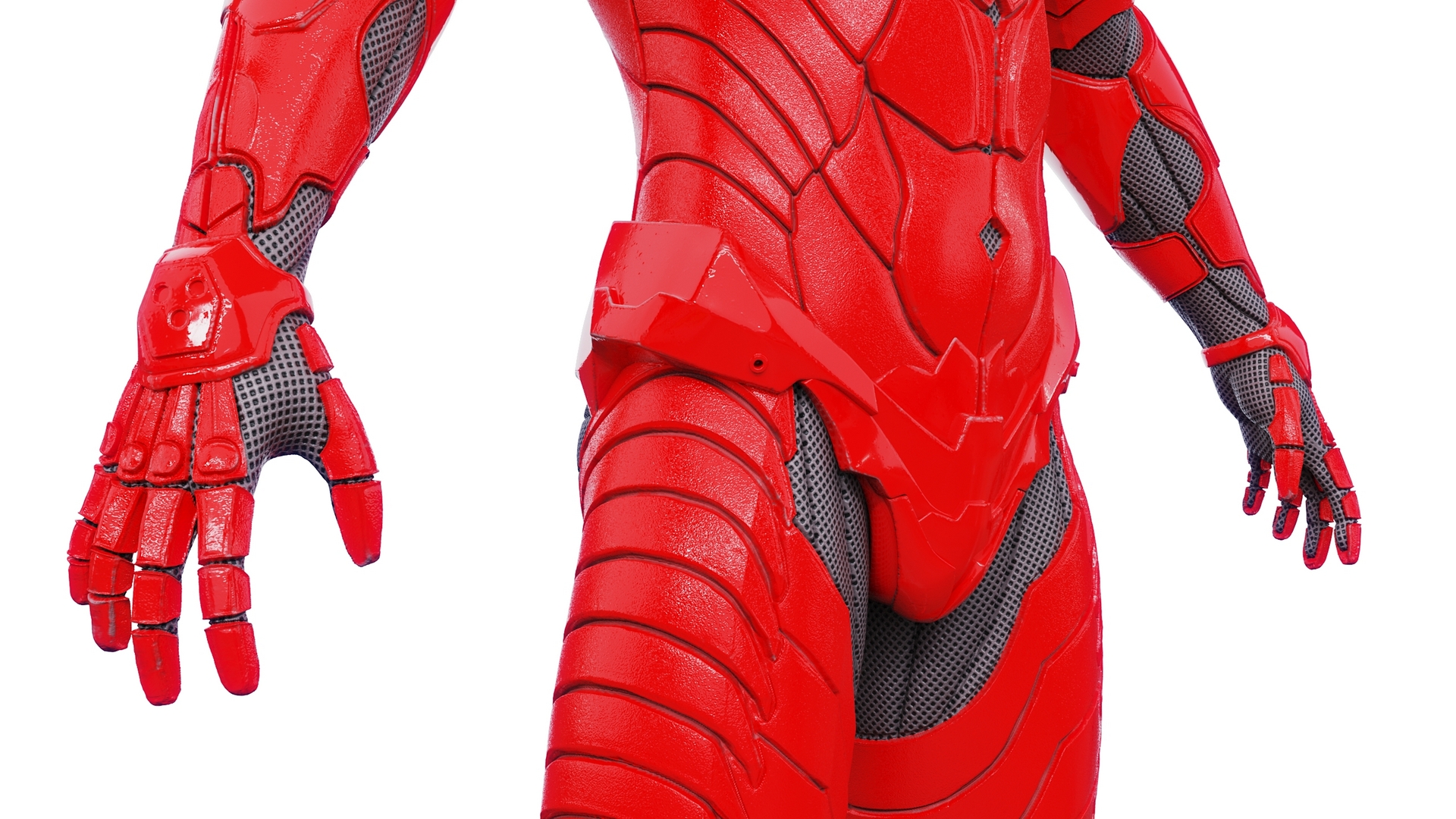 3D Futuristic Cyborg in Red Armor Rigged for Cinema 4D