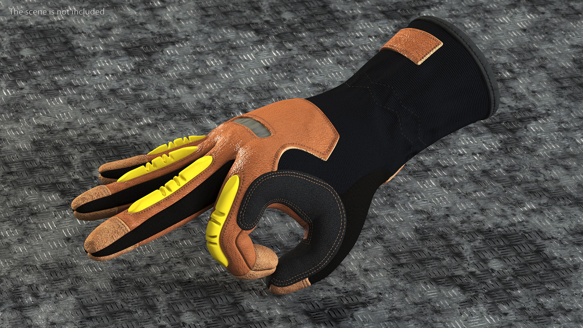 Safety Leather Gloves with Knuckle Guards OK Hand Gesture 3D