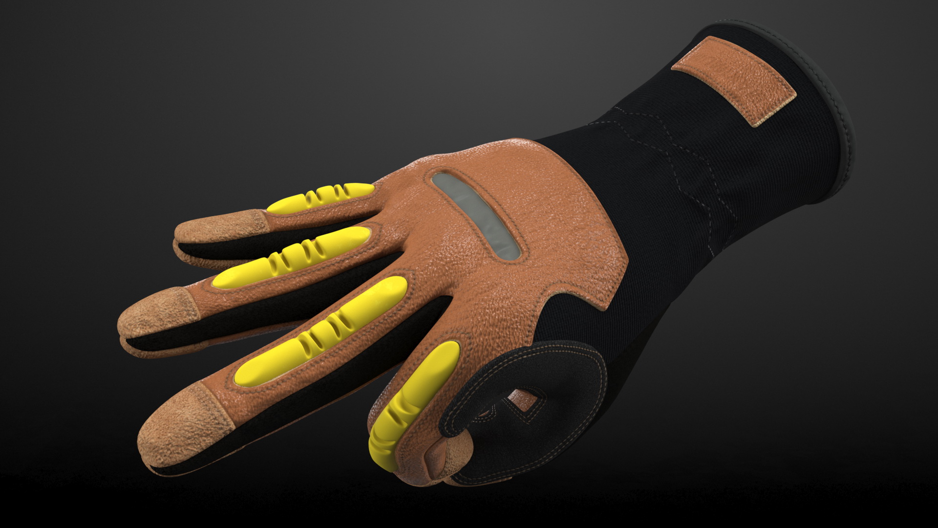 Safety Leather Gloves with Knuckle Guards OK Hand Gesture 3D