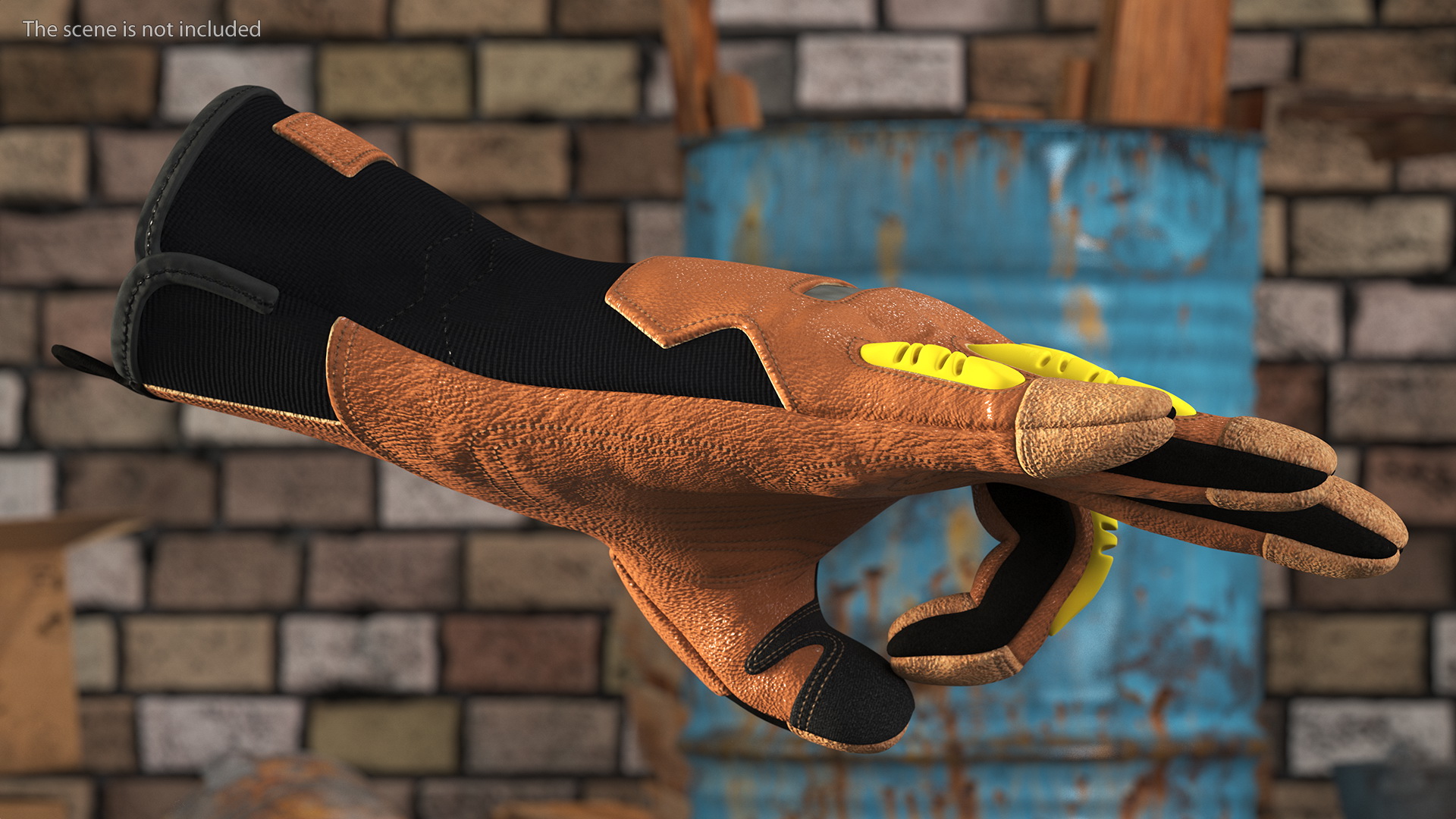 Safety Leather Gloves with Knuckle Guards OK Hand Gesture 3D