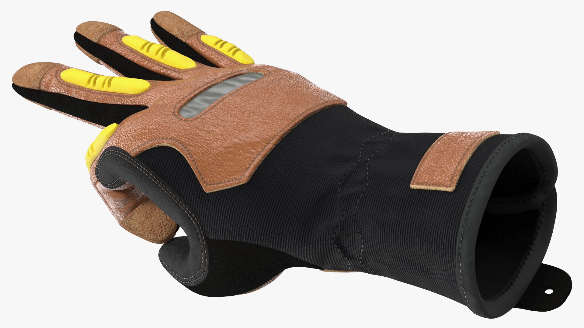 Safety Leather Gloves with Knuckle Guards OK Hand Gesture 3D