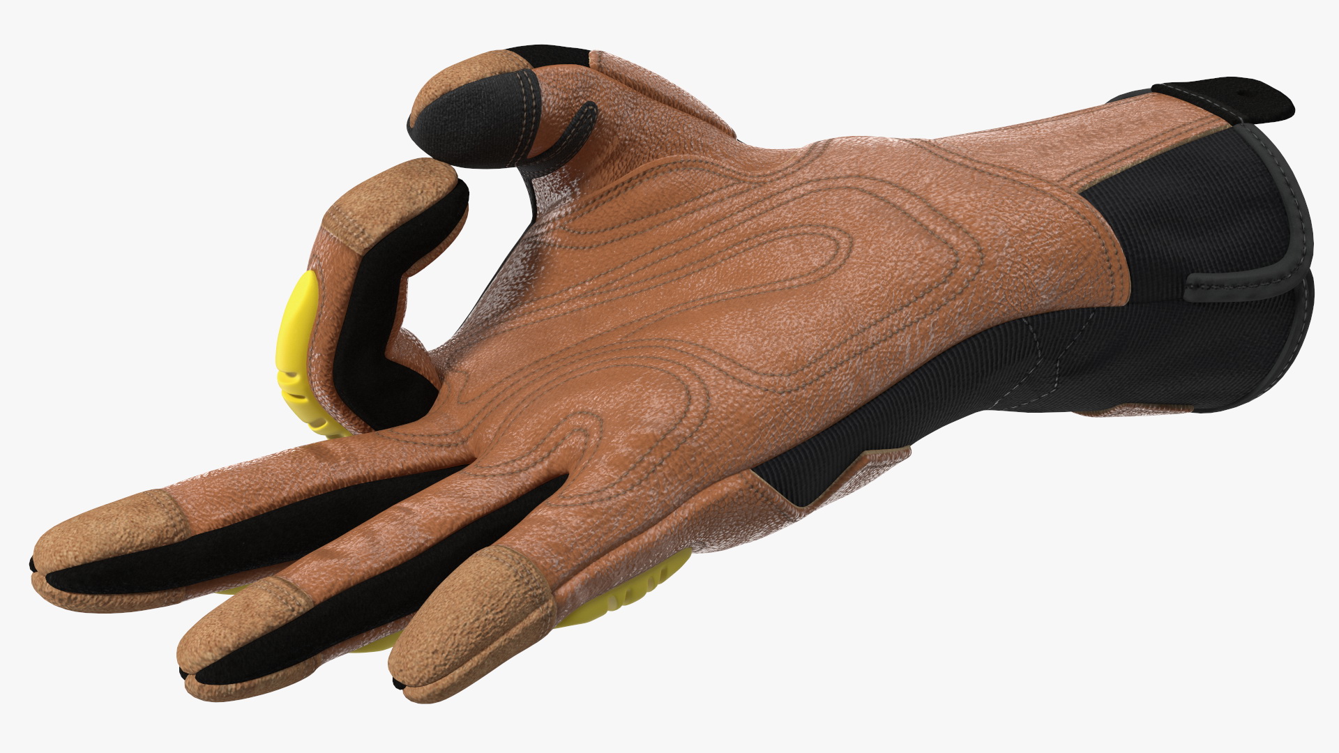 Safety Leather Gloves with Knuckle Guards OK Hand Gesture 3D
