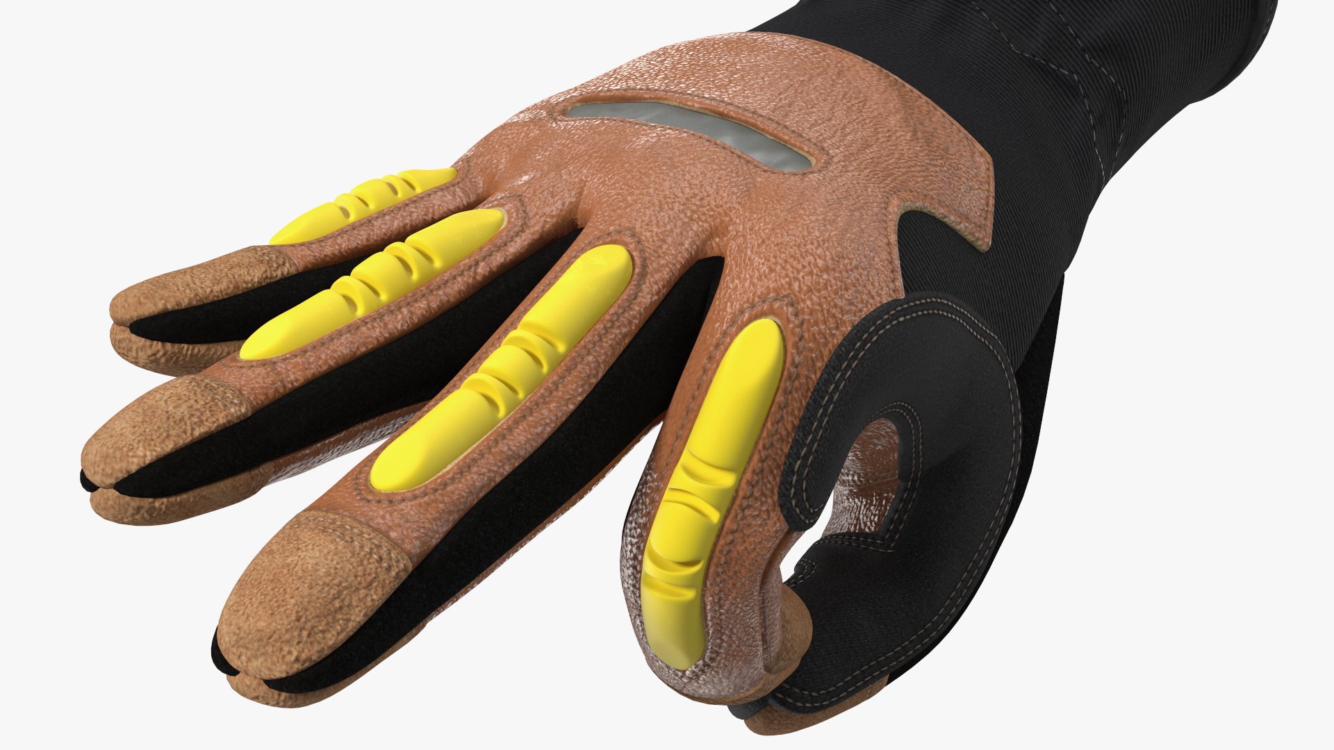 Safety Leather Gloves with Knuckle Guards OK Hand Gesture 3D