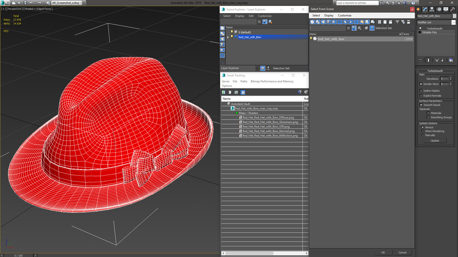 3D Red Hat with Bow