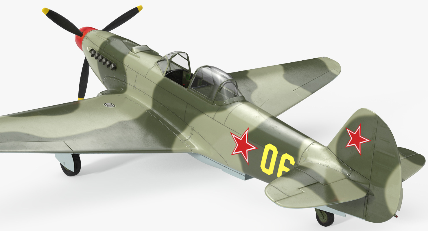 3D Soviet WWII Fighter Aircraft Yak 9 Rigged