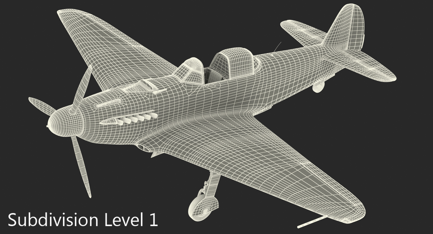 3D Soviet WWII Fighter Aircraft Yak 9 Rigged