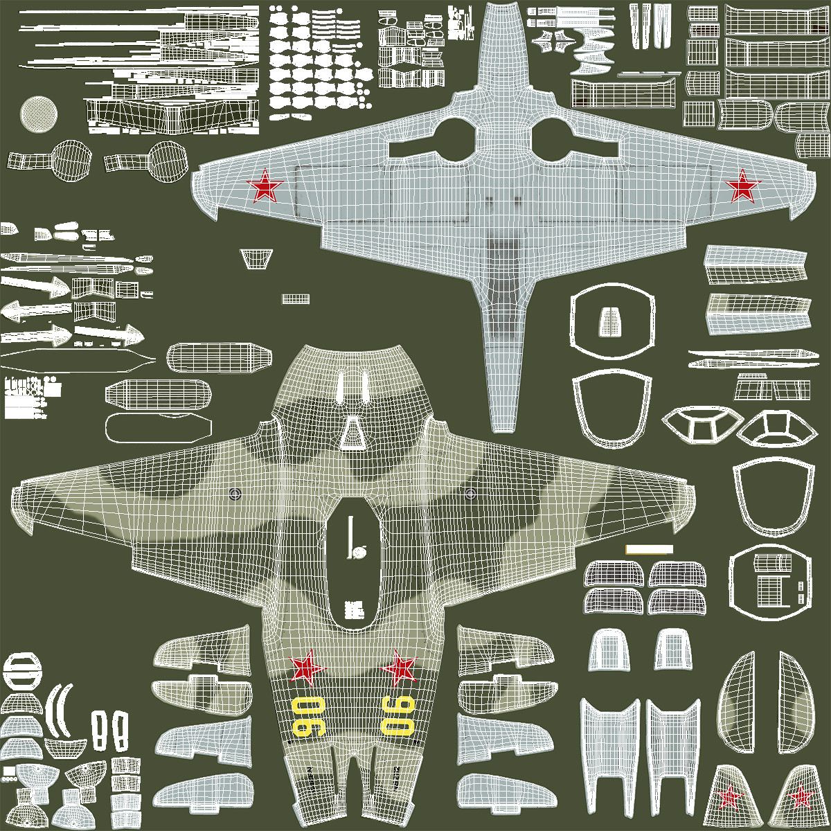 3D Soviet WWII Fighter Aircraft Yak 9 Rigged