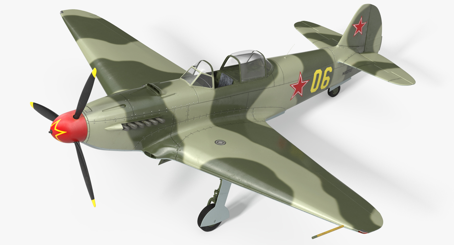 3D Soviet WWII Fighter Aircraft Yak 9 Rigged